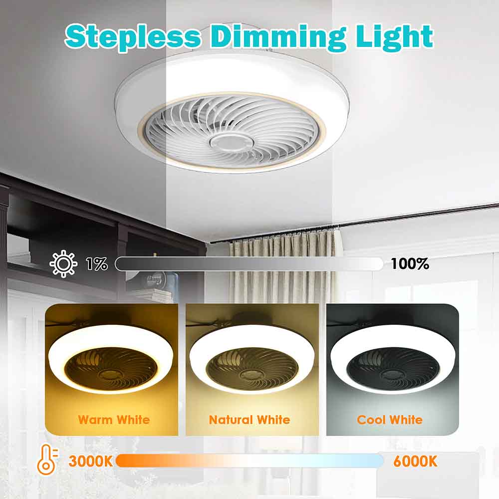 Yescom 18" Enclosed Ceiling Fan with Light Remote APP Control