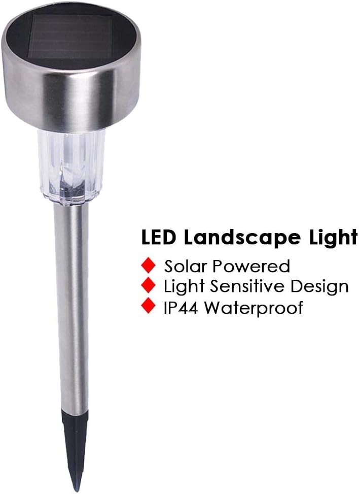 Yescom LED Solar Powered Light White IP44 Waterproof Outdoor Pathway Landscape Garden Yard Decor Lamp (Pack of 6)
