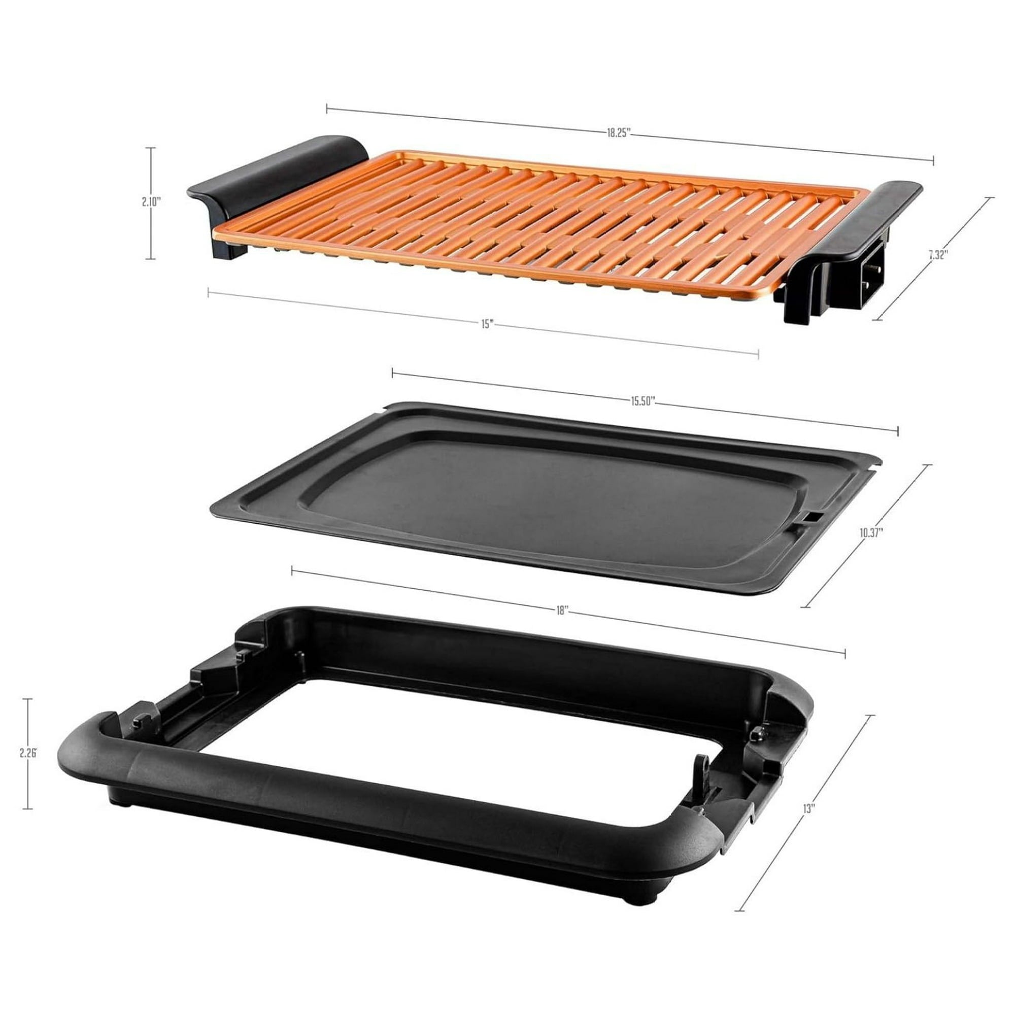 Complete Cuisine Electric Indoor Smokeless Copper Grill, 1200W