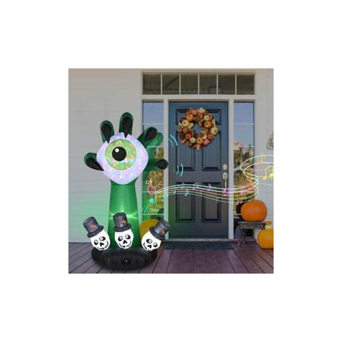 Yescom 6 FT Halloween Inflatables Outdoor Blowup Yard Decoration, Scary Monster Hand Eyeball, Motion Activated with Built-in LED Lights Creepy Sound