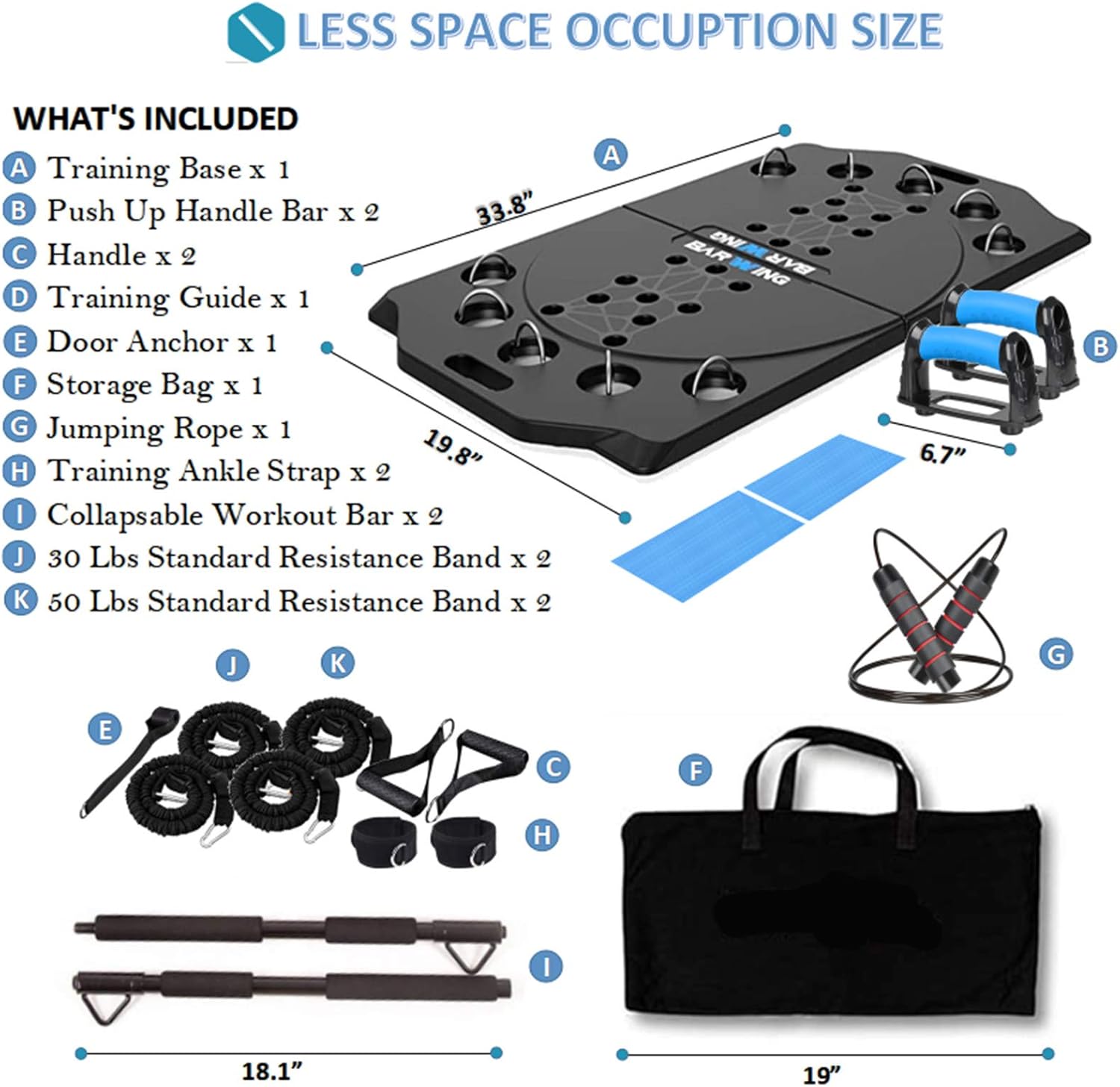 Sokiss Portable Home Gym | 10-in-1 Home Gym Equipment with Resistance Bands | Push Up Bars Set | Foldable Push Up Board Strength Training for Full Body Workouts System