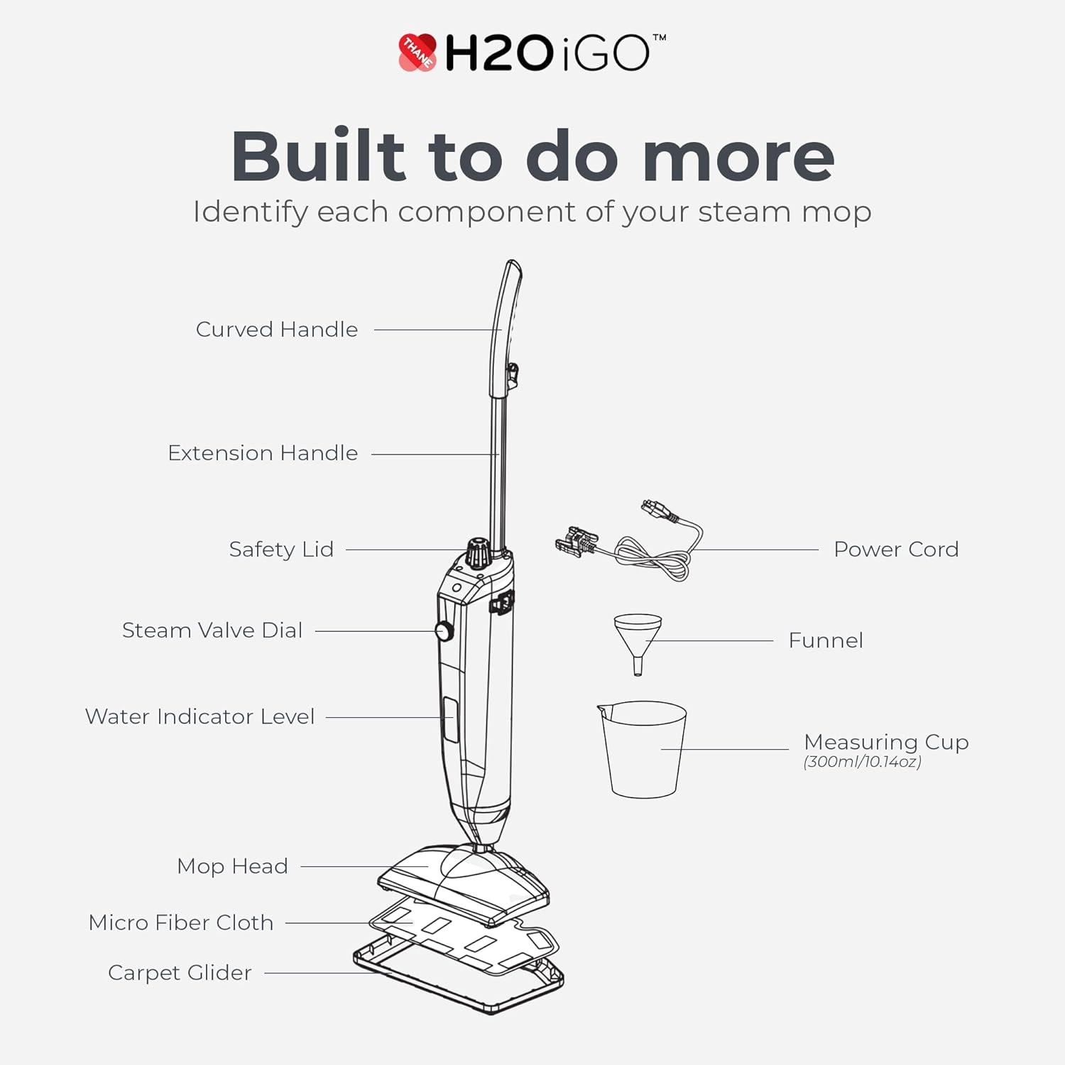 H2O iGO Indoor & Outdoor Cordless Steam Mop for Hardwood Floors, Carpets, Windows, Upholstery, Kitchens, Bathrooms - Portable, Rechargeable, Wireless, Steamer Mops for Floor Cleaning