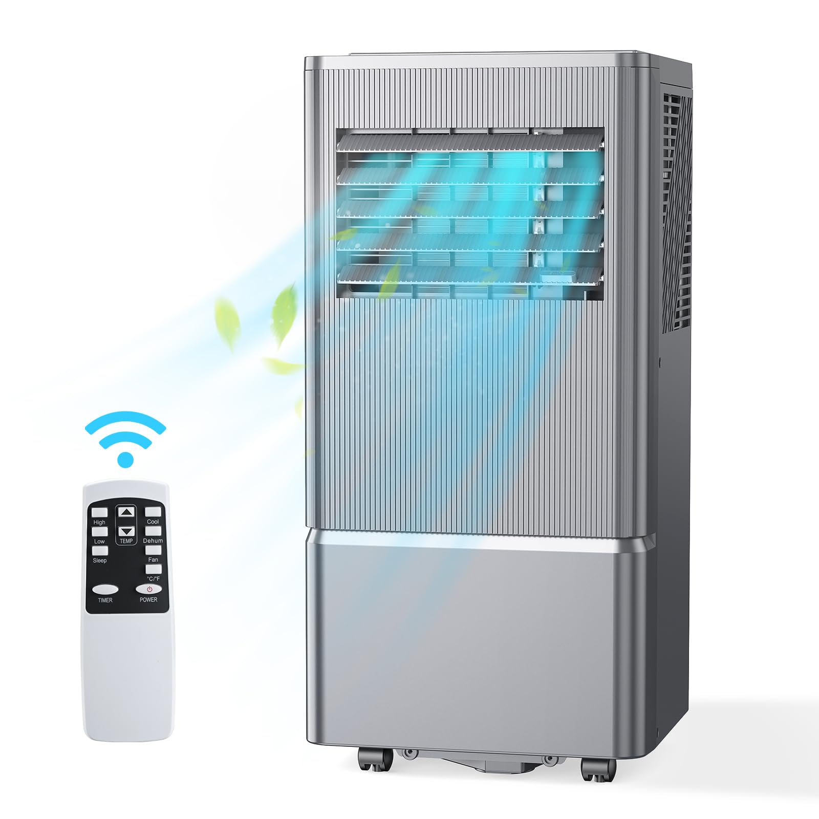 Air Choice Portable Air Conditioner, 10000 BTU Air Conditioner Portable for Room Up to 450 Sq.Ft, 24H Timer, 3-in-1 Quiet AC Unit, Dehumidifier, Fan, Remote, Window Kit Included, Silver