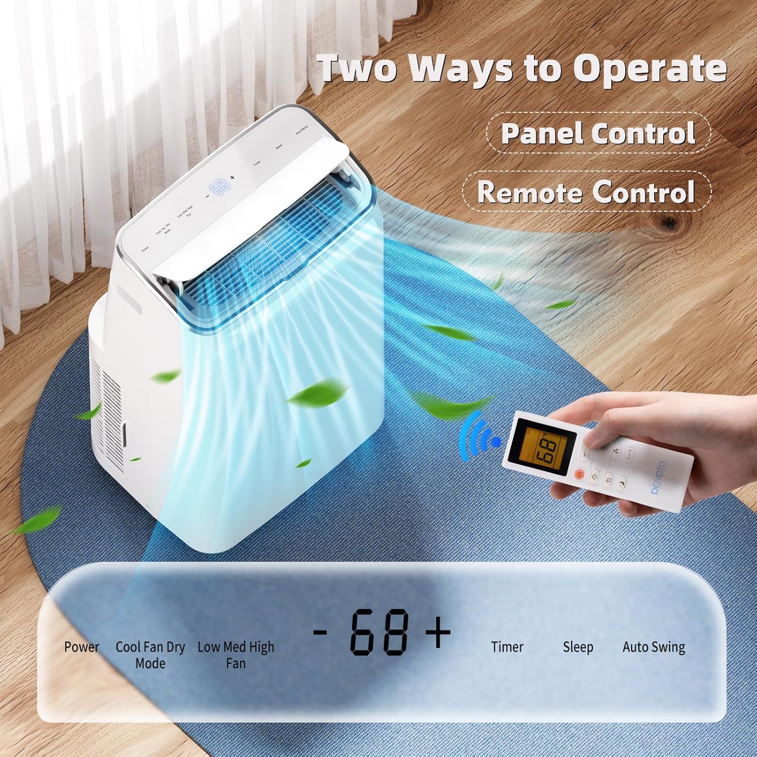 10,800 BTU Portable Air Conditioner, Portable AC Unit with Built-in Dehumidifier and Cooling Fan for Room up to 400 sq.ft., 24 Hour Timer, Remote Control & Window Mount Kit, White