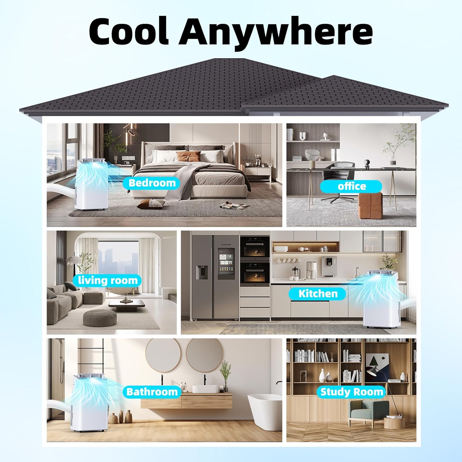 10,800 BTU Portable Air Conditioner, Portable AC Unit with Built-in Dehumidifier and Cooling Fan for Room up to 400 sq.ft., 24 Hour Timer, Remote Control & Window Mount Kit, White