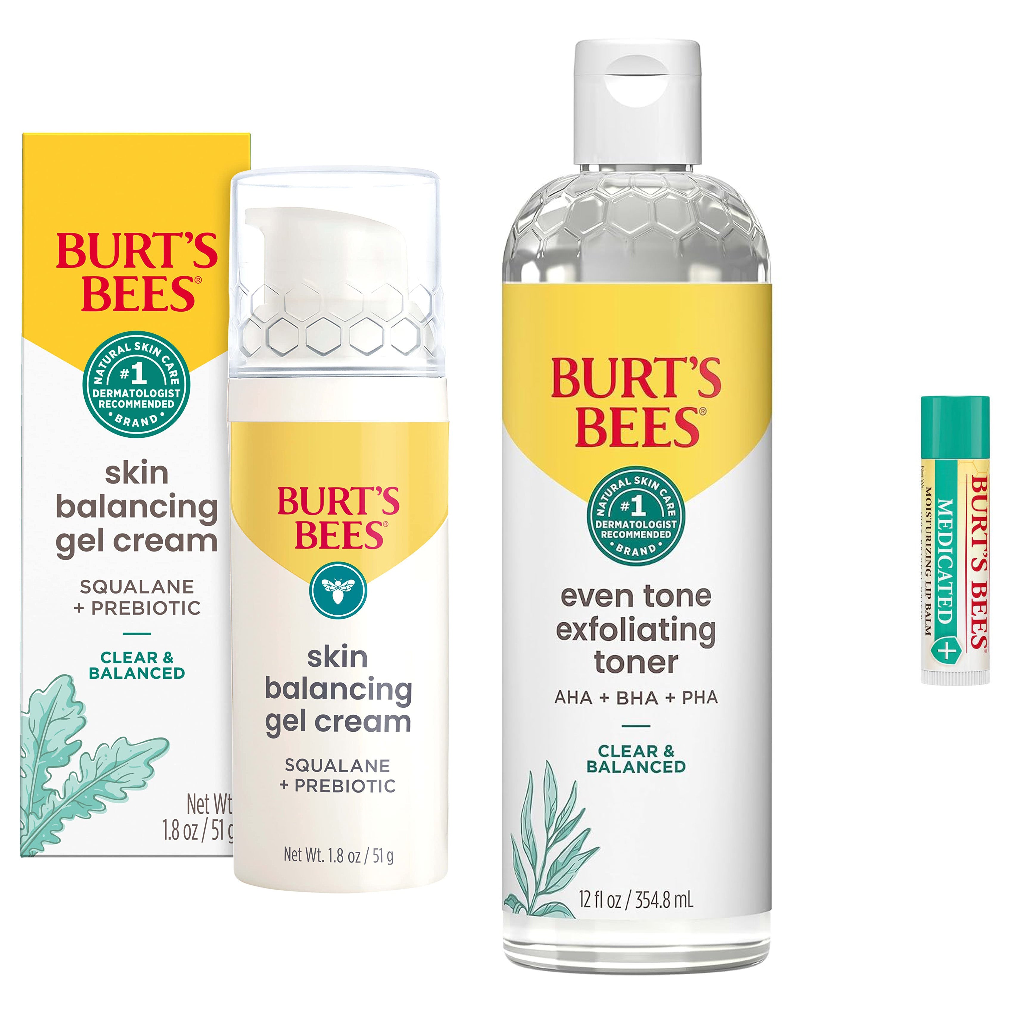 Burt's Bees Skin Care Kit, Includes Balancing Cream, Exfoliating Toner & Medicated Lip Balm