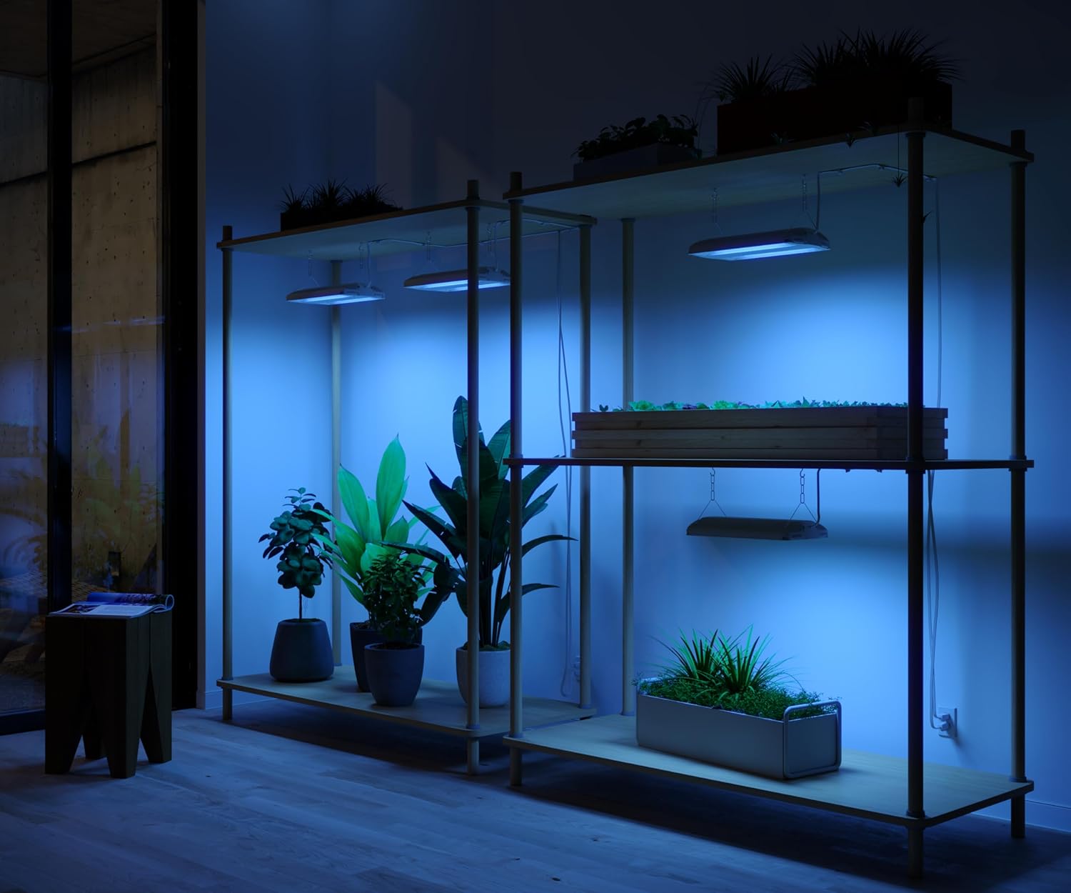 Good Earth Lighting 14-in 1-Light, 78-Watt Selectable Spectrum LED Grow Light, 117 PAR/PPF, Auto On/Off Timer, White