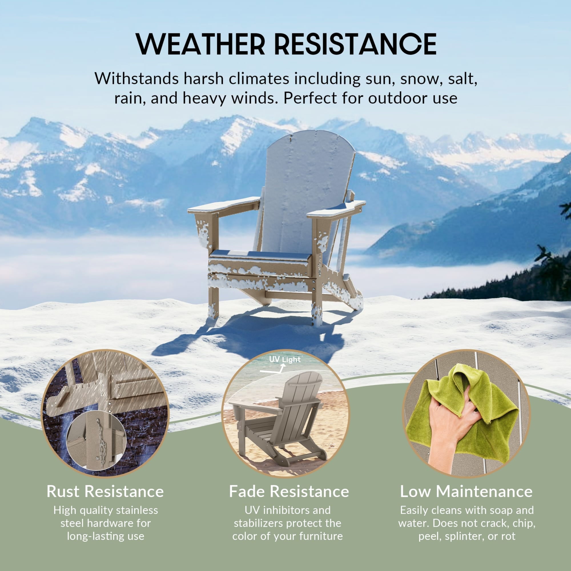 HDPE Outdoor Folding Adirondack Chair, Teak
