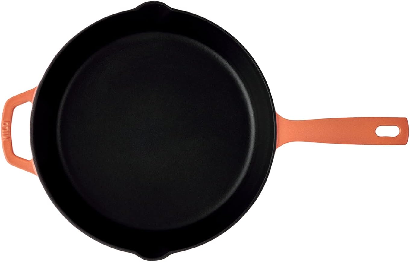 Milo by Kana 10-Inch Enameled Cast Iron Skillet | Nonstick Pre-Seasoned Cast Iron Grill Pan | Oven Proof and Dishwasher Safe | Cast Iron Cookware