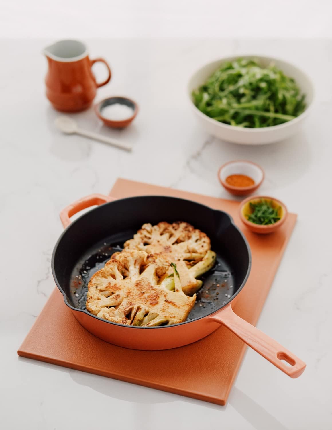 Milo by Kana 10-Inch Enameled Cast Iron Skillet | Nonstick Pre-Seasoned Cast Iron Grill Pan | Oven Proof and Dishwasher Safe | Cast Iron Cookware