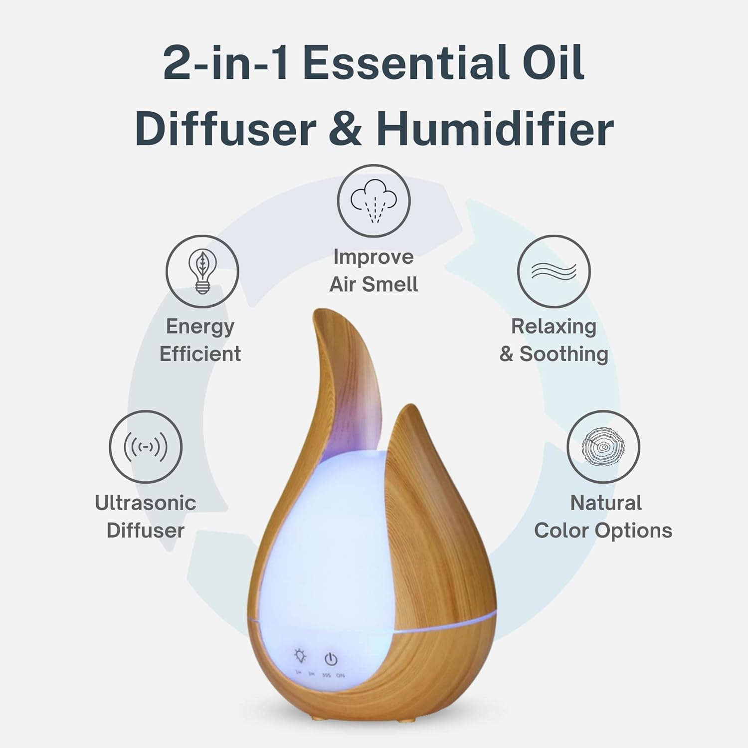 Teardrop Essential Oil Diffuser & Humidifier (Dark Wood), 2 Pack