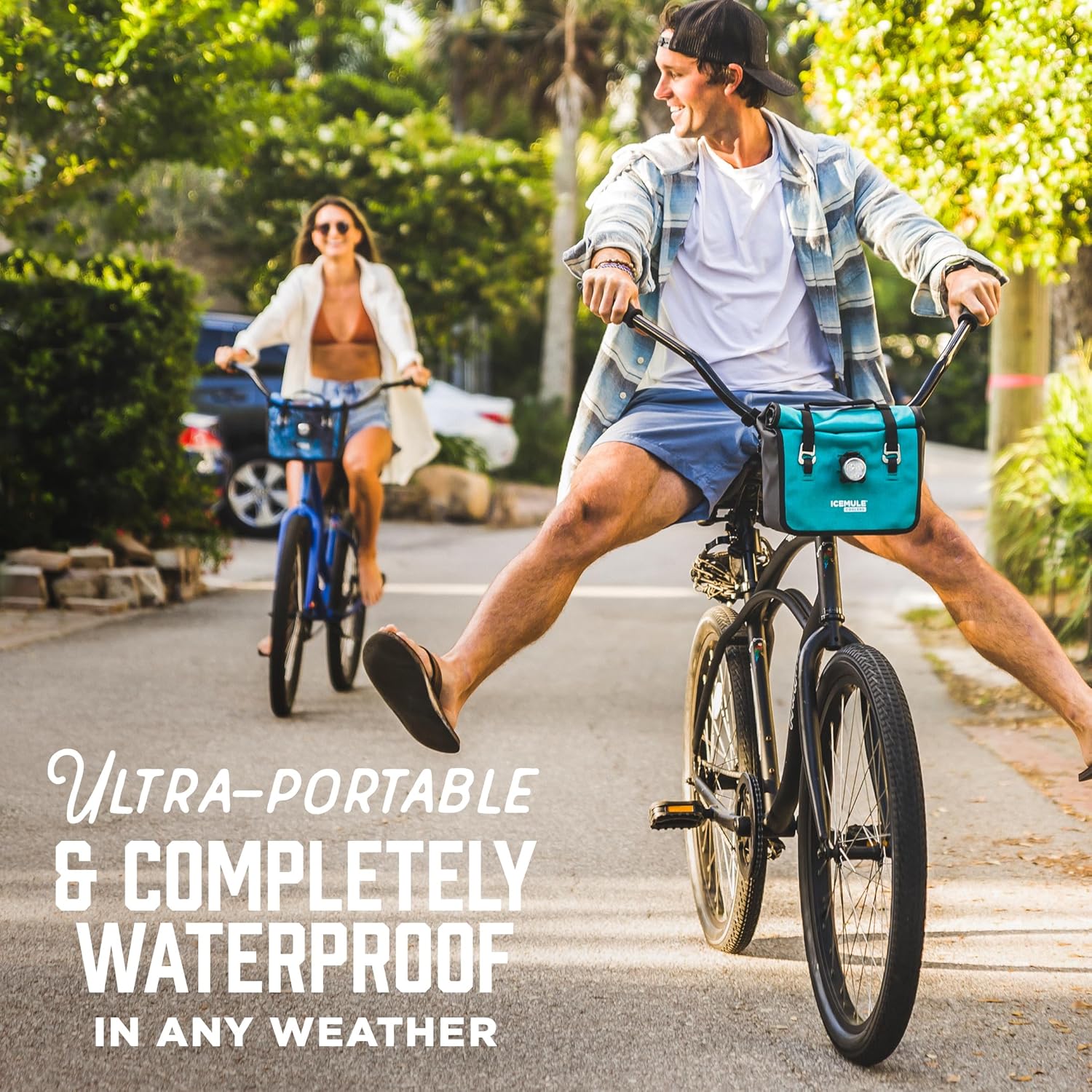 ICEMULE Impulse Cooler - 3-in-1 Bike Handlebar Bag, Cross-Body Tote and Cooler with Carry Handle, Insulated Lunch Bag, Portable, Waterproof, Turquoise, 2 Pack