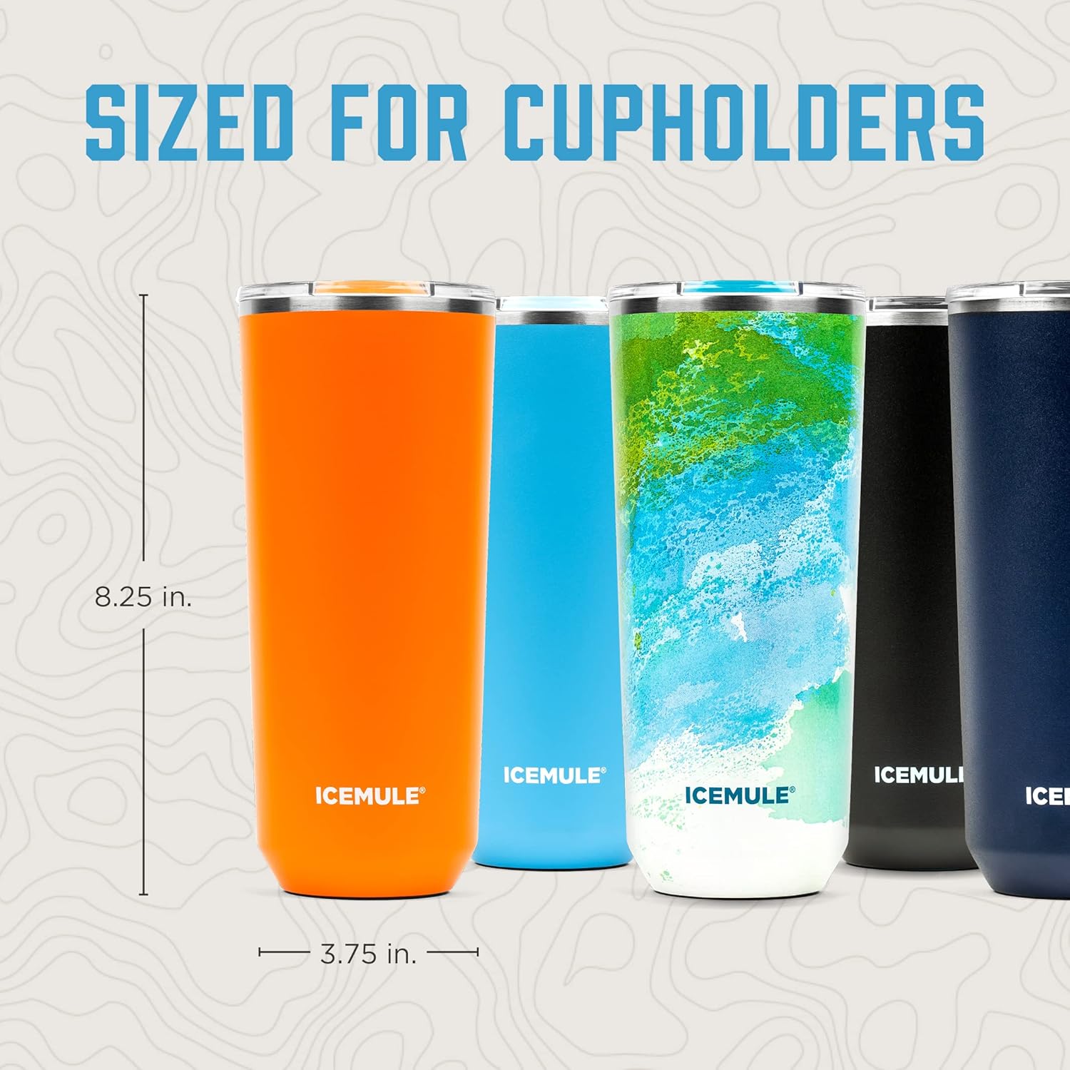 ICEMULE 24 Oz Vacuum Stainless Steel Insulated Tumbler and Travel Mug - Sliding Lid, Spill Proof, Leak Proof, Fits in Standard Cupholder, Black, 2 Pack