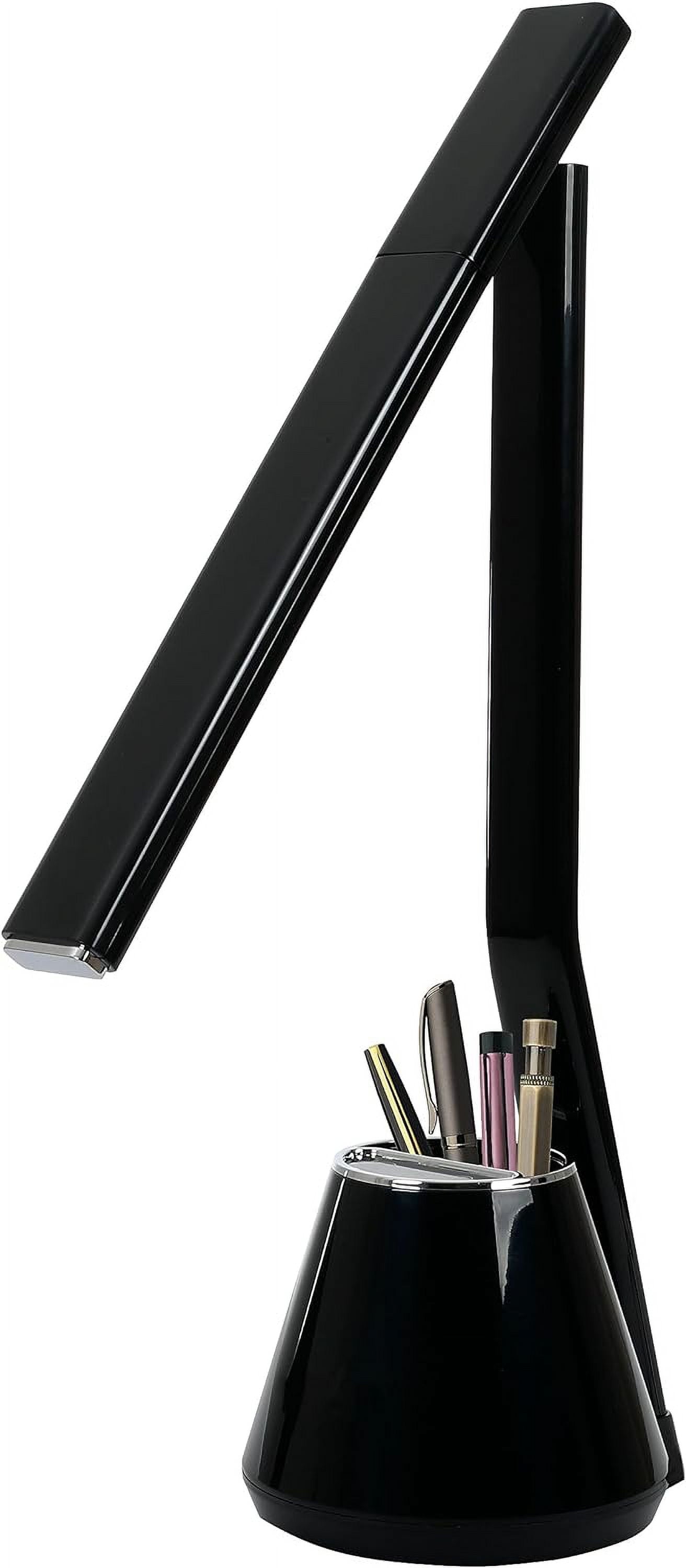 Folding Mini Desk Lamp - Dimmable Touch Control 8W LED Portable Light - Foldable 17.67" H Table Top Lamps for Office Home & Travel, Black, 2 Pack