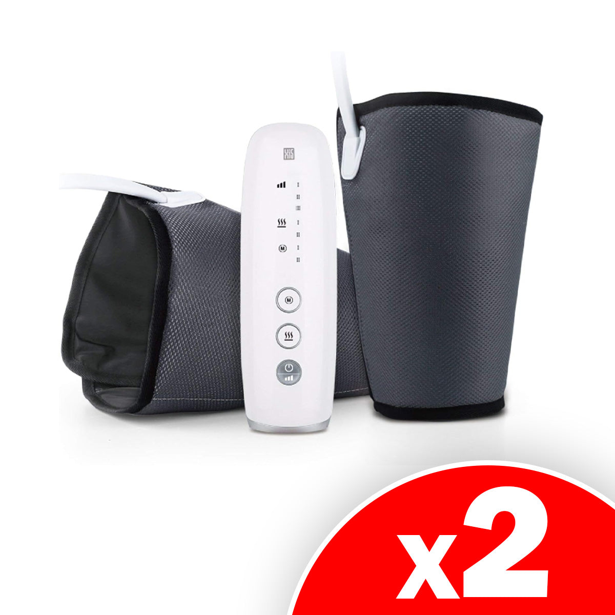 Patriot Rejuvenating Air Compression Leg Massager with 3 Intensities & 2 Levels Heating System for Circulation & Relaxation, Gray, 2 Pack