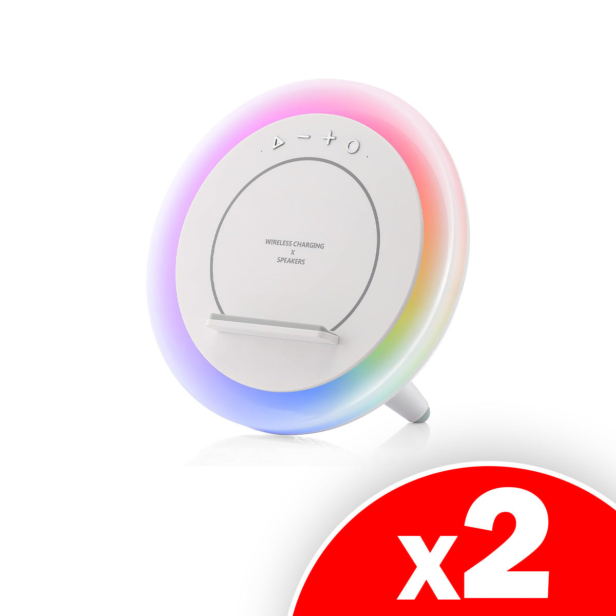 Rumi Lighting 4-in-1 Color Changing Night Lights with Wireless Charger and Bluetooth Speaker for Sleeping Adults, Best Birthday Gift for Women, Men, Dad, Mom, Teenage, Ideal Bedside Table Lighting, 2 Pack