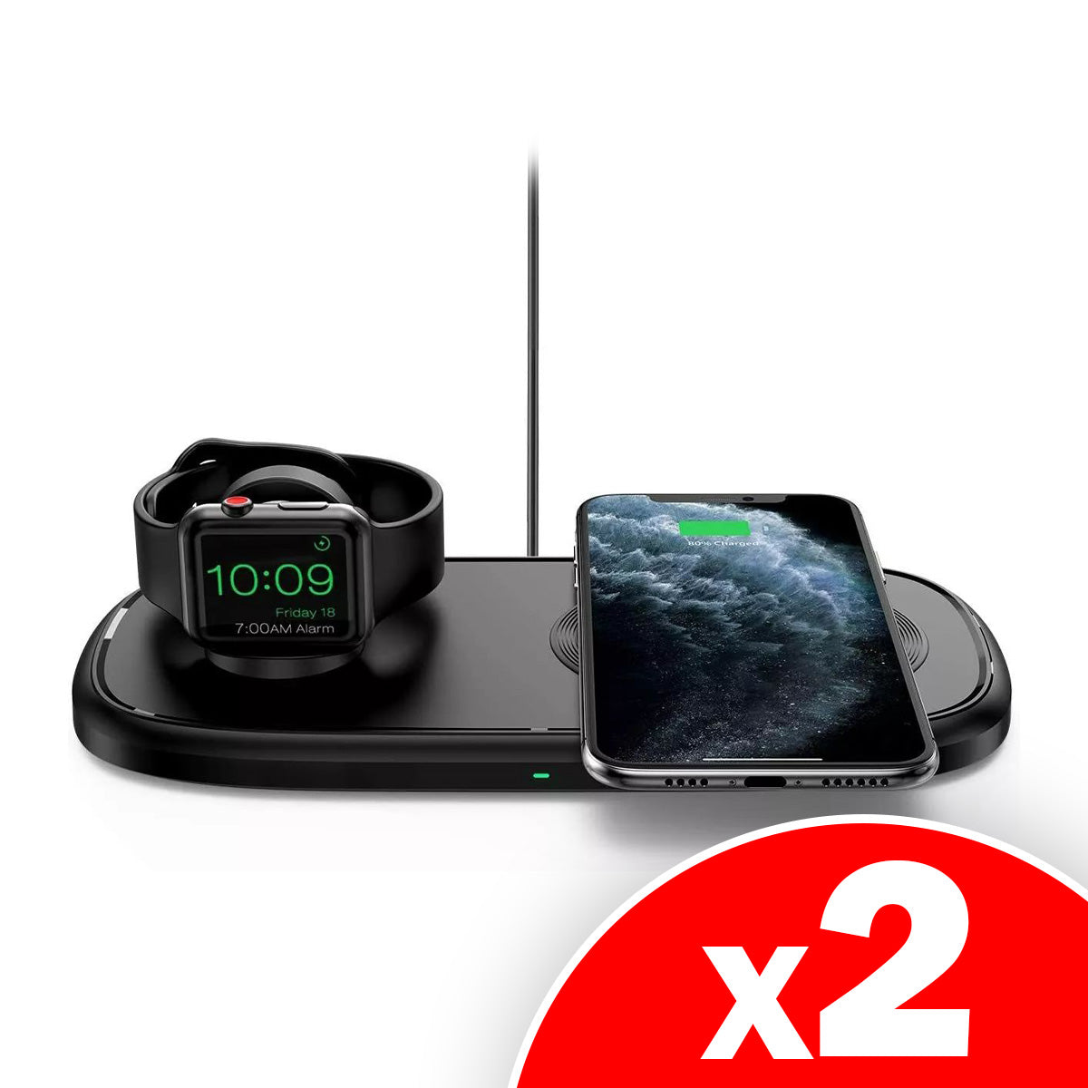2-IN-1 Wireless Charger Pad for Samsung Phones + Galaxy Watch, 2 Pack