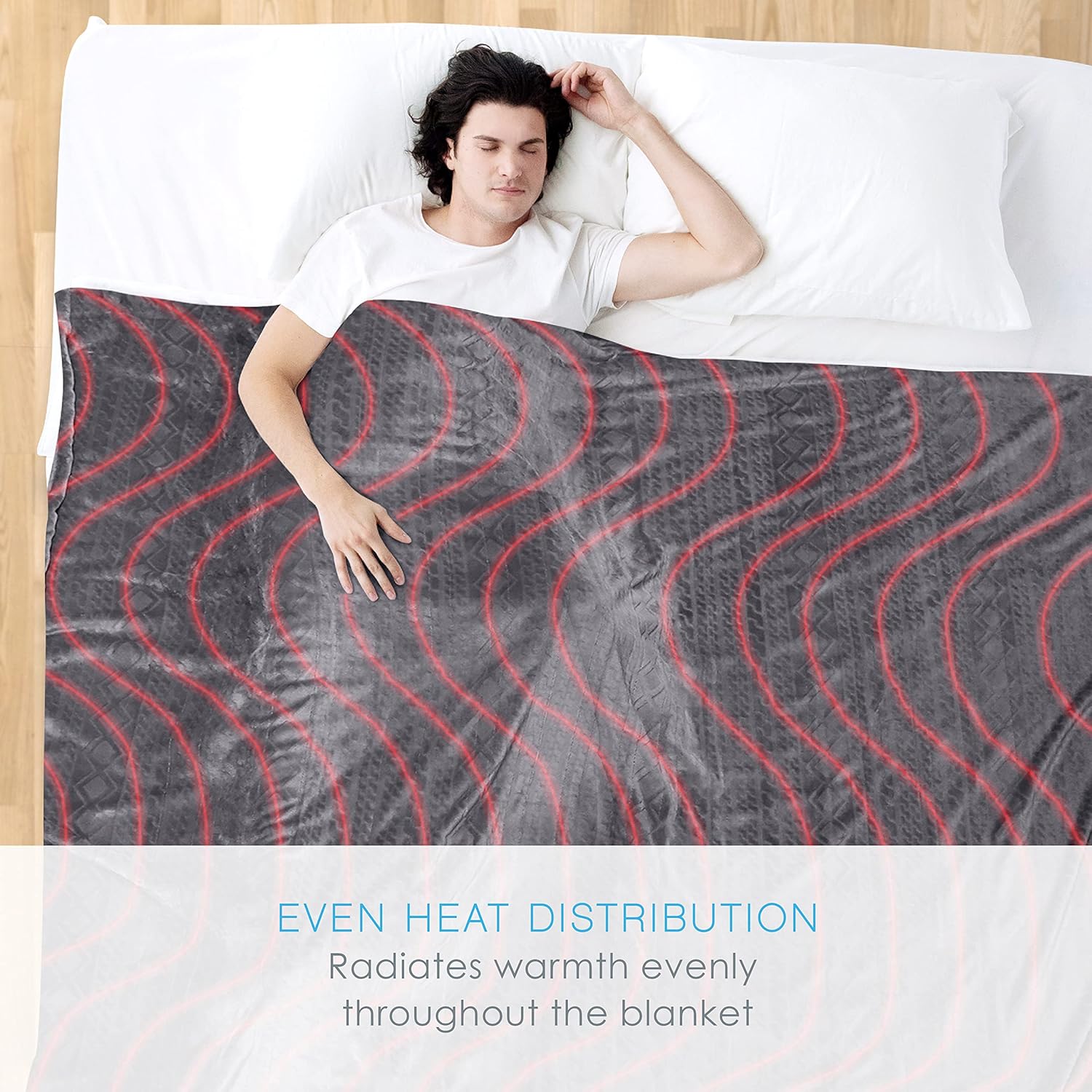 Pure Enrichment PureRelief Deluxe Heated Blanket - 10 Heat Settings, Super Soft Micromink Velvet Fabric, LCD Controller, Auto Shut-Off Timer, Machine Washable - Twin Size Electric Blanket