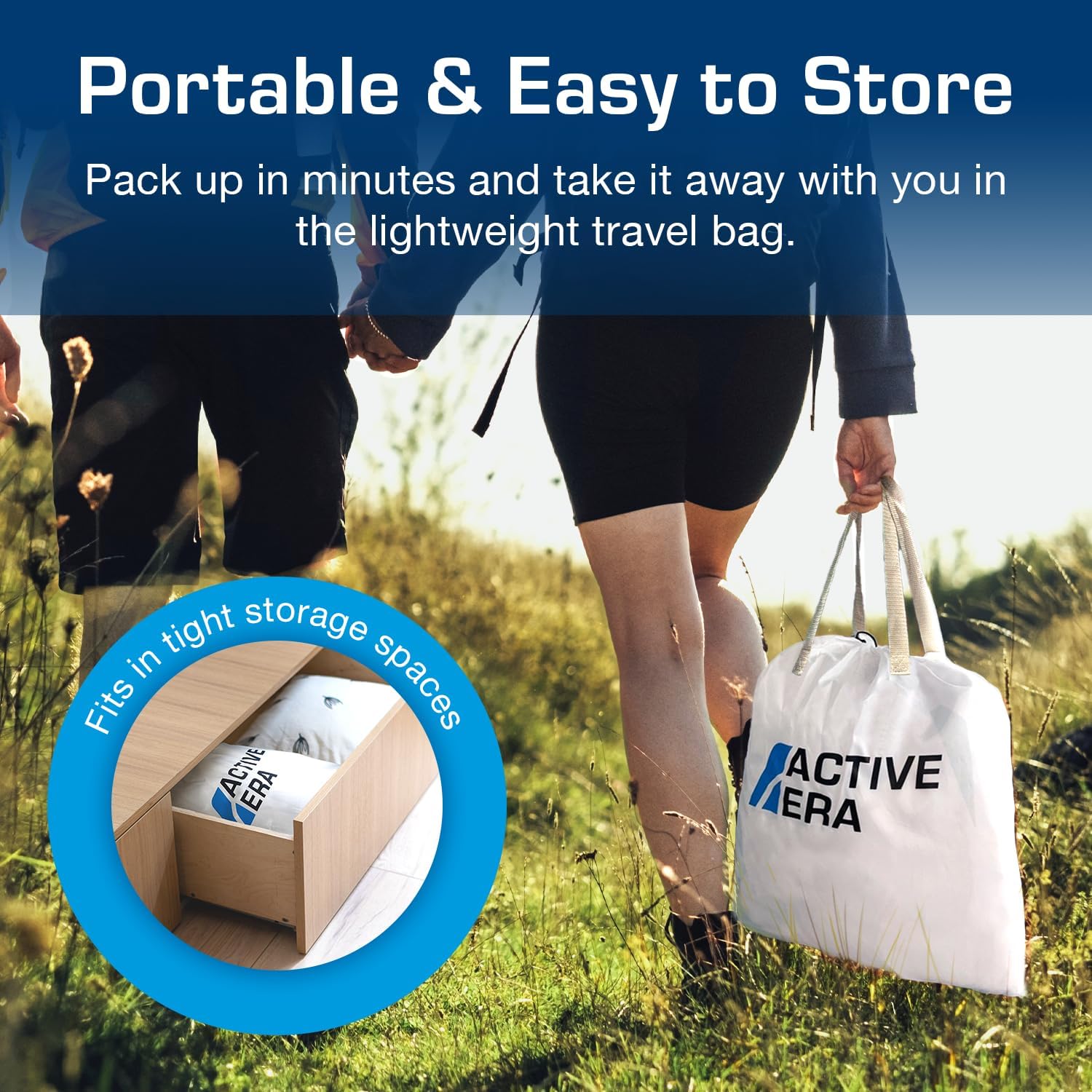 Active Era Luxury Camping Air Mattress with Built in Pump - Queen, USB Rechargeable Pump, Travel Bag for Tent Camping Queen Camping