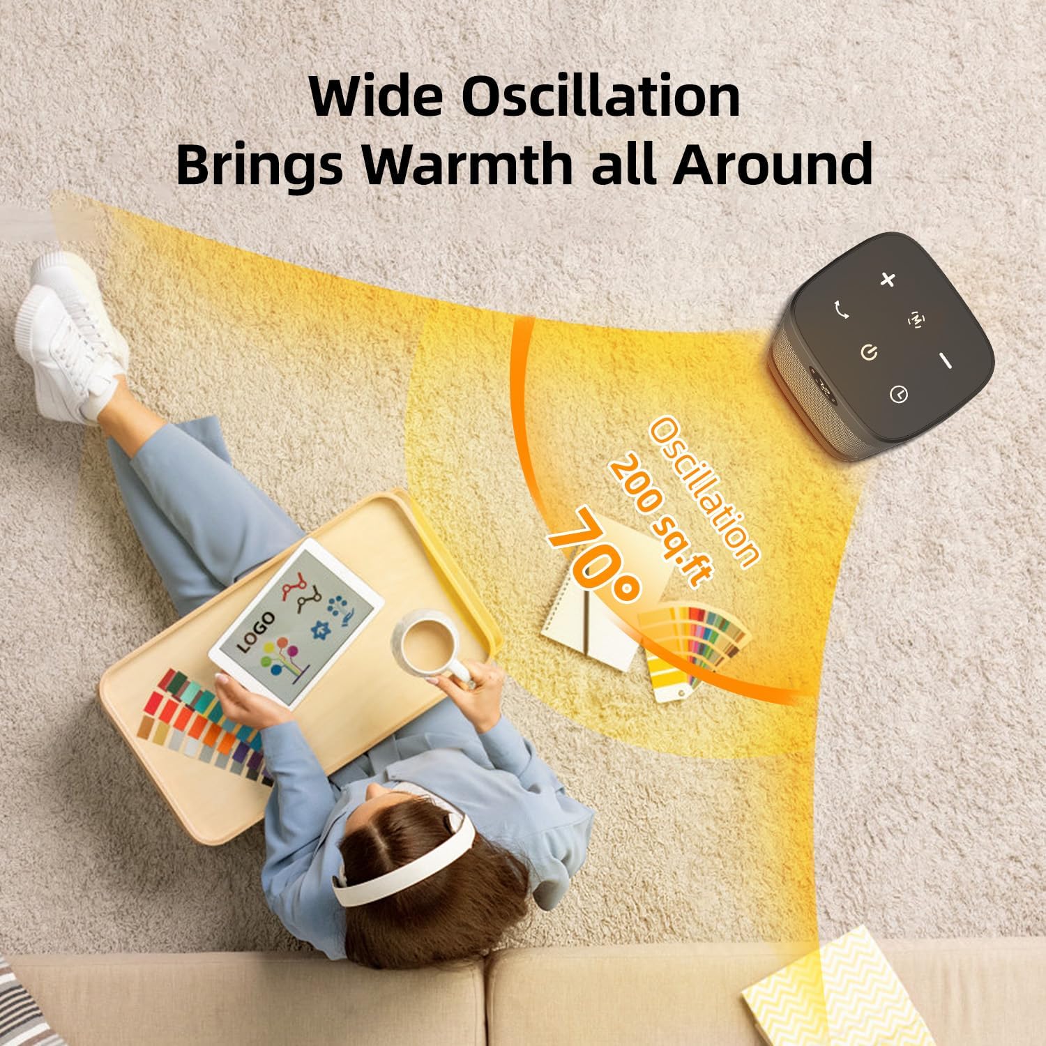 Space Heaters for Indoor Use, 1500W Portable Heaters with Remote and LED Display, PTC Ceramic Electric Heater with Thermostat, 70Oscillation, 12H Timer, Desk Heater for office, Room Home Bedroom