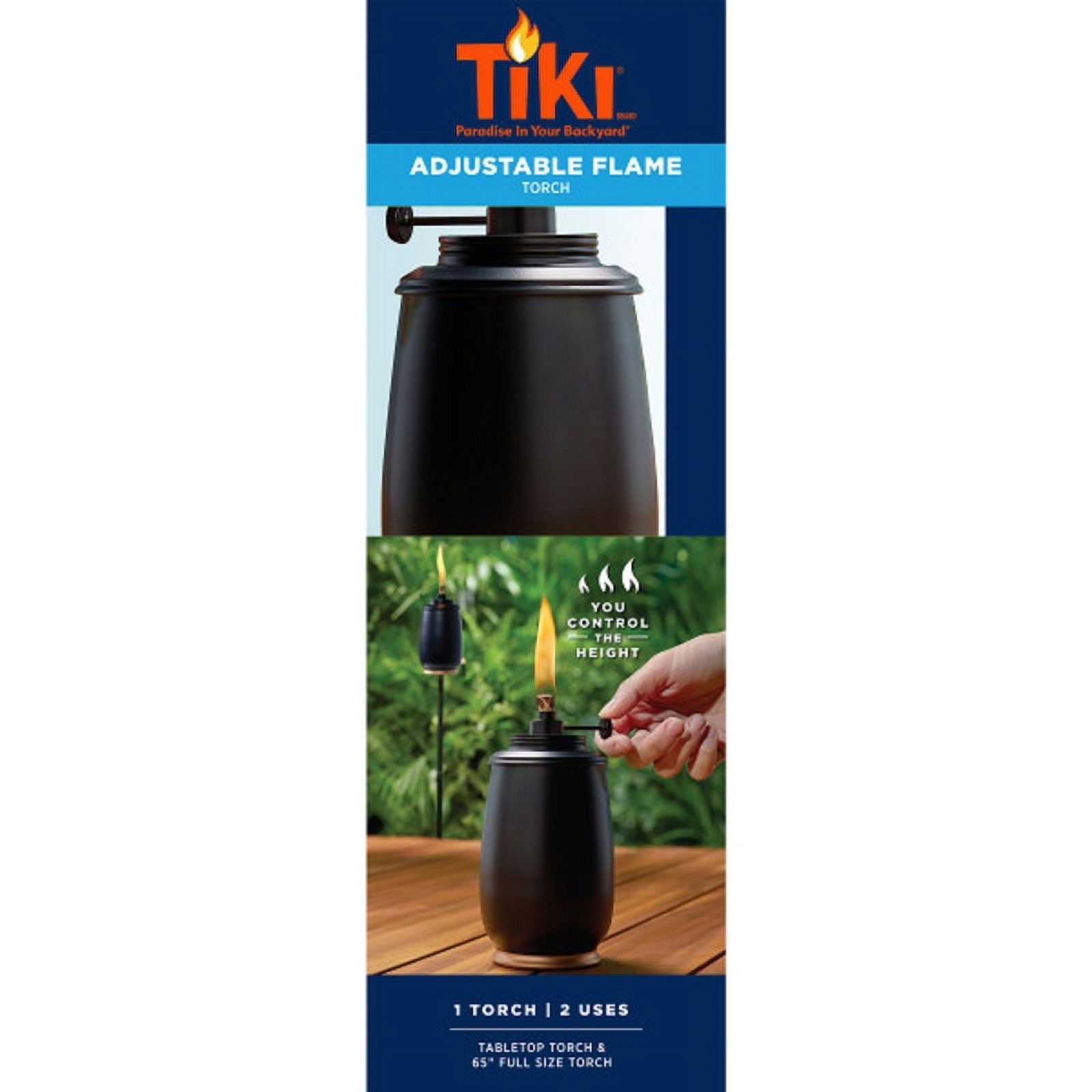 TIKI Kokomo 65" Metal Torch with Adjustable Flame, Long-Lasting Wick & Snuffer, Weather-Resistant Design, 4 Pack