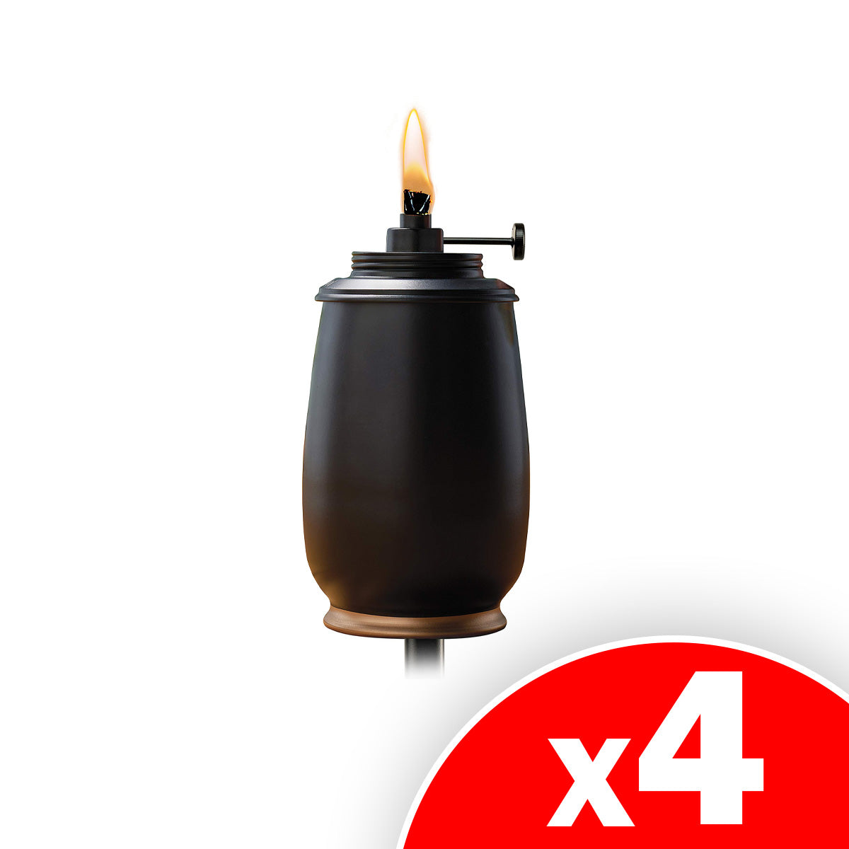 TIKI Kokomo 65" Metal Torch with Adjustable Flame, Long-Lasting Wick & Snuffer, Weather-Resistant Design, 4 Pack