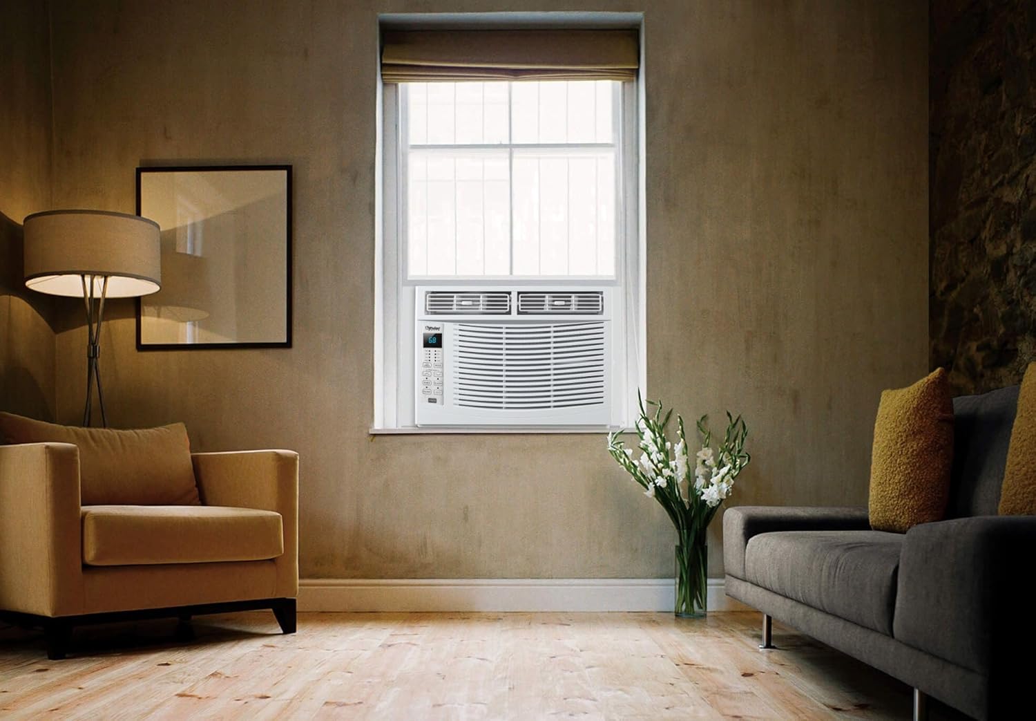 6,000 BTU Window Air Conditioner, Cools Up to 250 Sq. Ft., Quiet Operation, Cool/Fan/Dry Modes, Digital Display, Remote Control, Easy Install