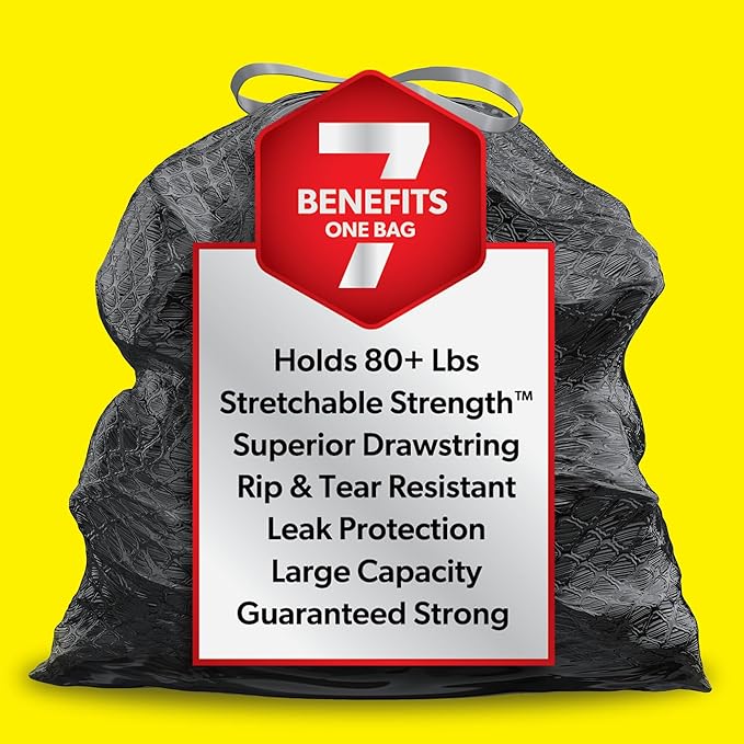 Glad ForceFlex Heavy Duty Large Trash Bags, 30 Gallon Holds 80+ lb., 6 Packs of 15 (90 total bags)