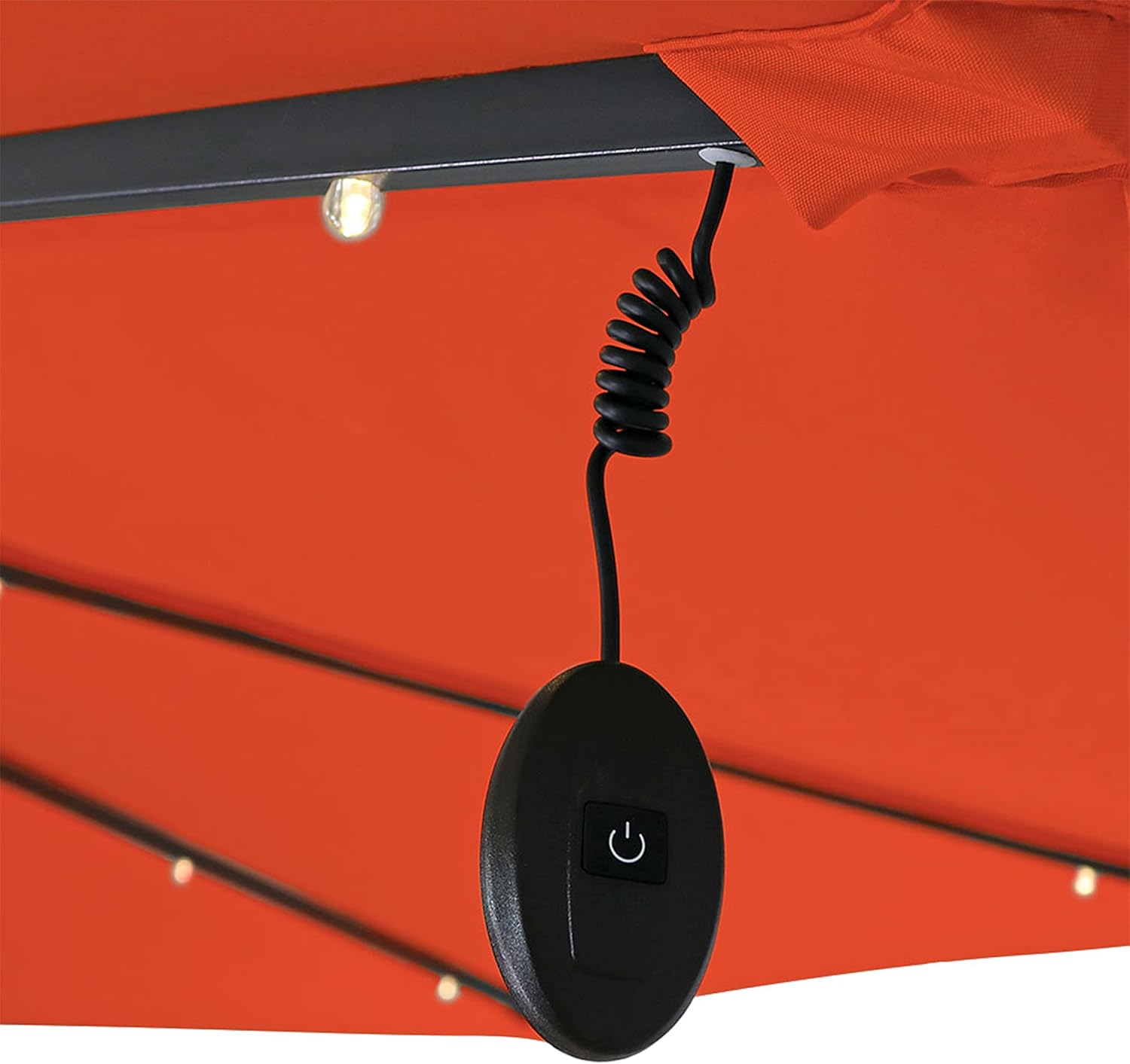 Sunnydaze 10' Solar Offset Patio Umbrella - Solar Cantilever Umbrella Outdoor with LED Lights - Polyester Shade, Air Vent, & Cross Base Burnt Orange