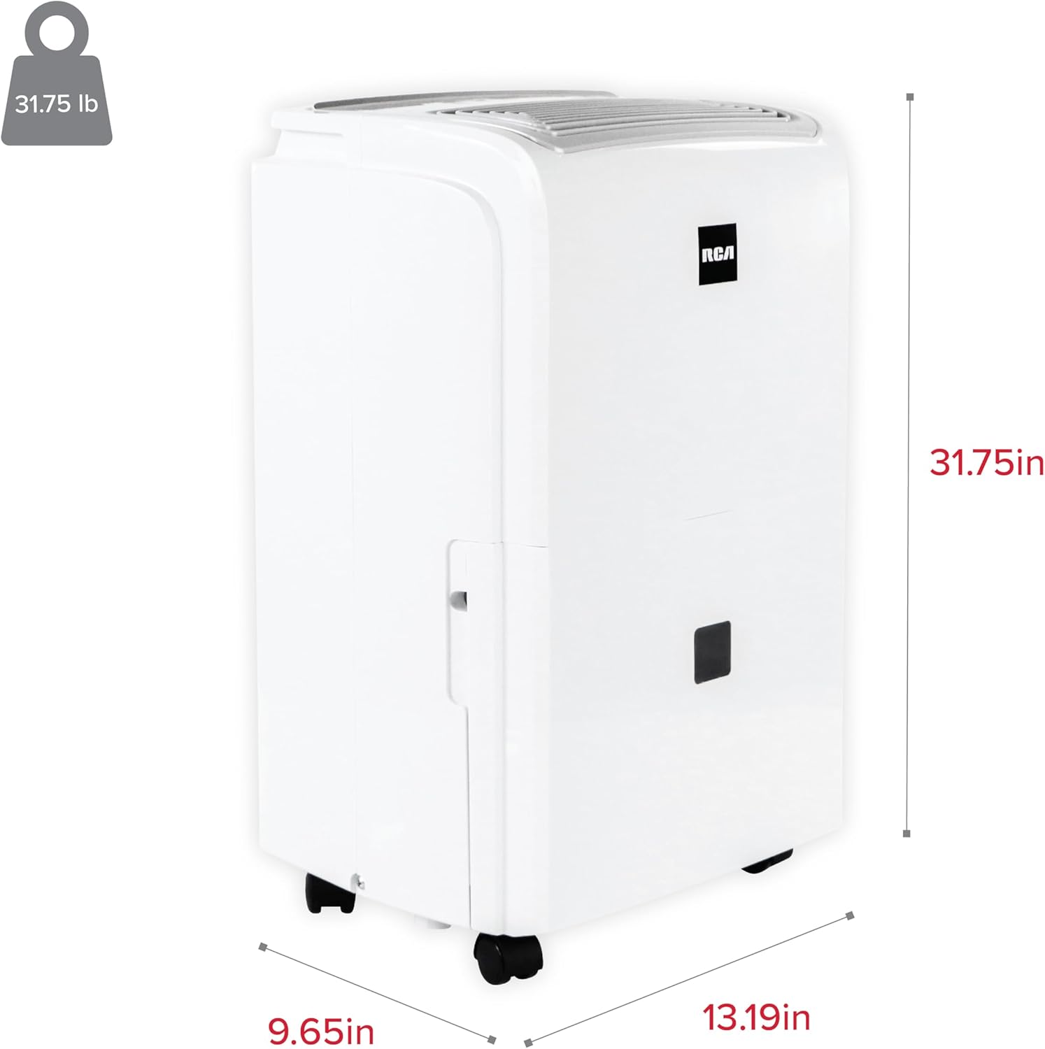 RCA 20-Pint Portable Dehumidifier with Auto-Shutoff & Timer, Home Dehumidifier and Moisture Absorber For Basement, Garage, Living Room in White