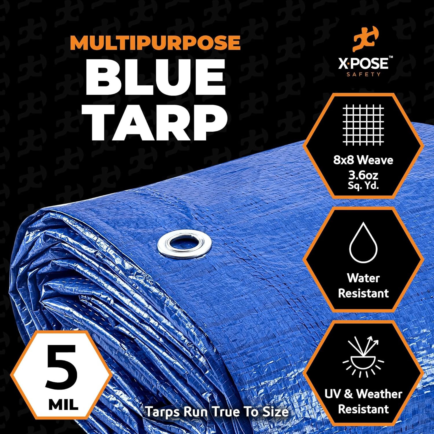 Better Blue Poly Tarp 20' x 25' - Multipurpose Protective Cover - Lightweight, Durable, Waterproof, Weather Proof - 5 Mil Thick Polyethylene