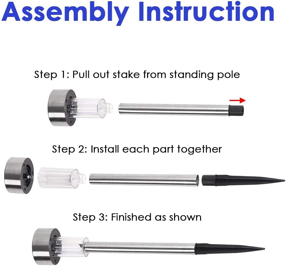 Yescom LED Solar Powered Light White IP44 Waterproof Outdoor Pathway Landscape Garden Yard Decor Lamp, Includes 24 lights