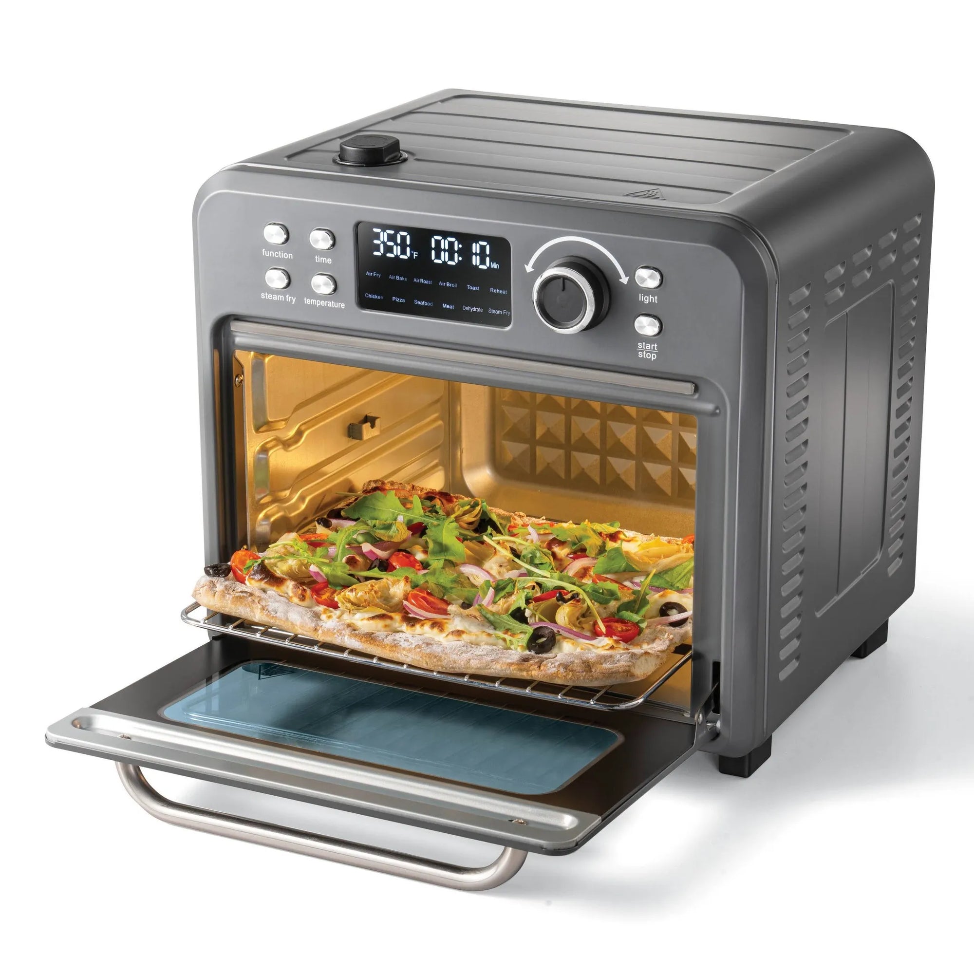 Sur La Table Kitchen Essentials 16qt Stainless Steel Air Fryer Oven with Steam Cool Gray: Digital Display, 1400W