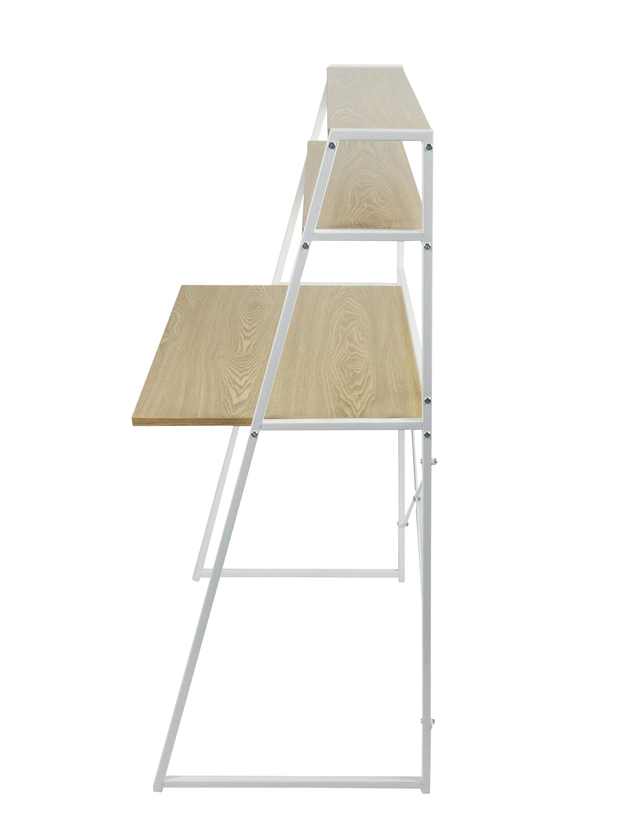 Metal Frame Desk with Shelving, White