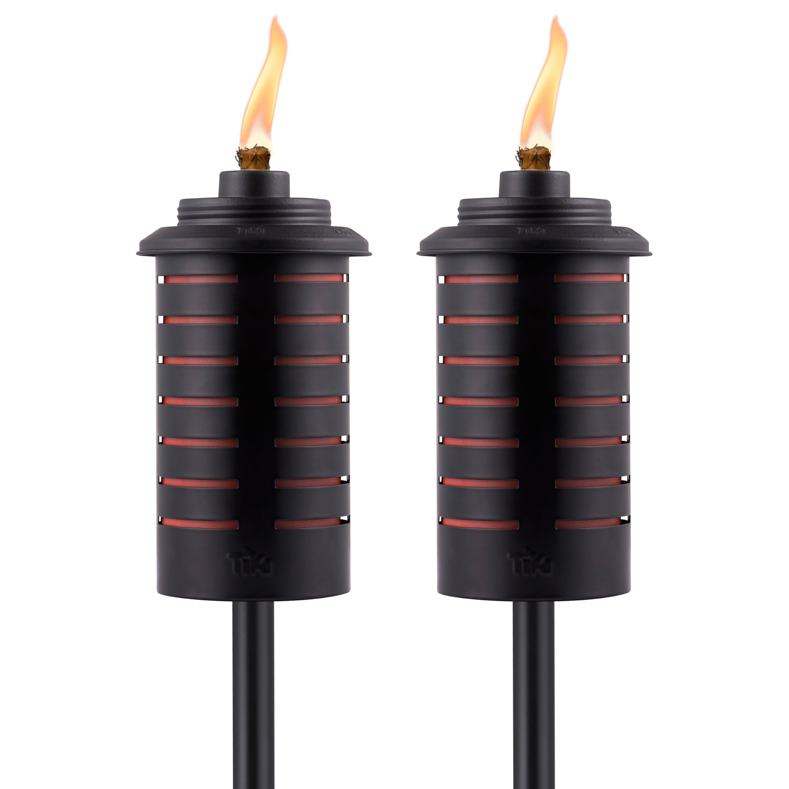 TIKI Metal Black & Orange Easy Install Outdoor Torches, 2-Pack  65-Inch Decorative TIKI Torches for Patio, Lawn, Backyard & Garden  Weather-Resistant Torch Lighting with Wick & Snuffer 2 Pack