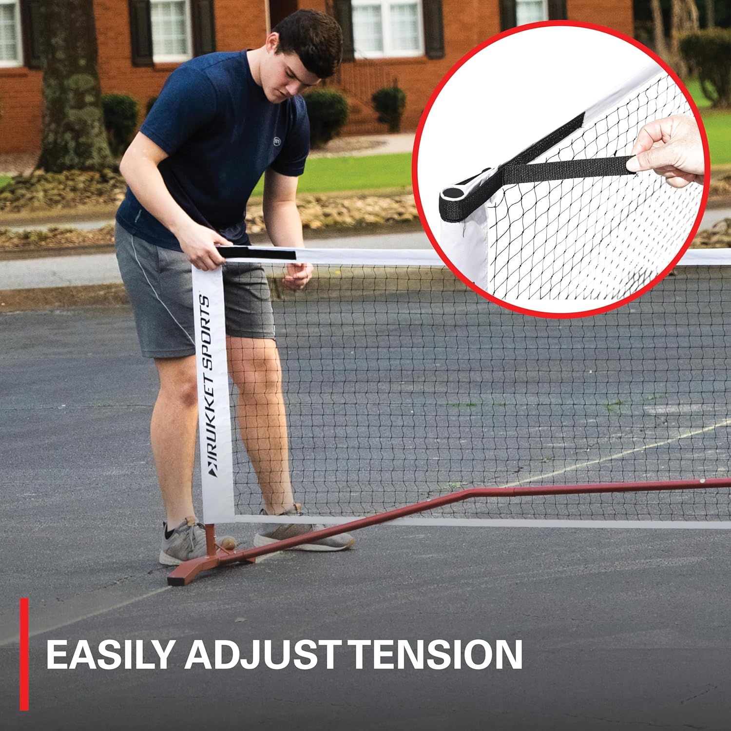 Rukket Sports Portable Pickleball Net for Outdoor and Indoor Use, Regulation Size 22 Foot Net with Steel Frame, PE Netting, Carry Bag, and Court Marking Kit