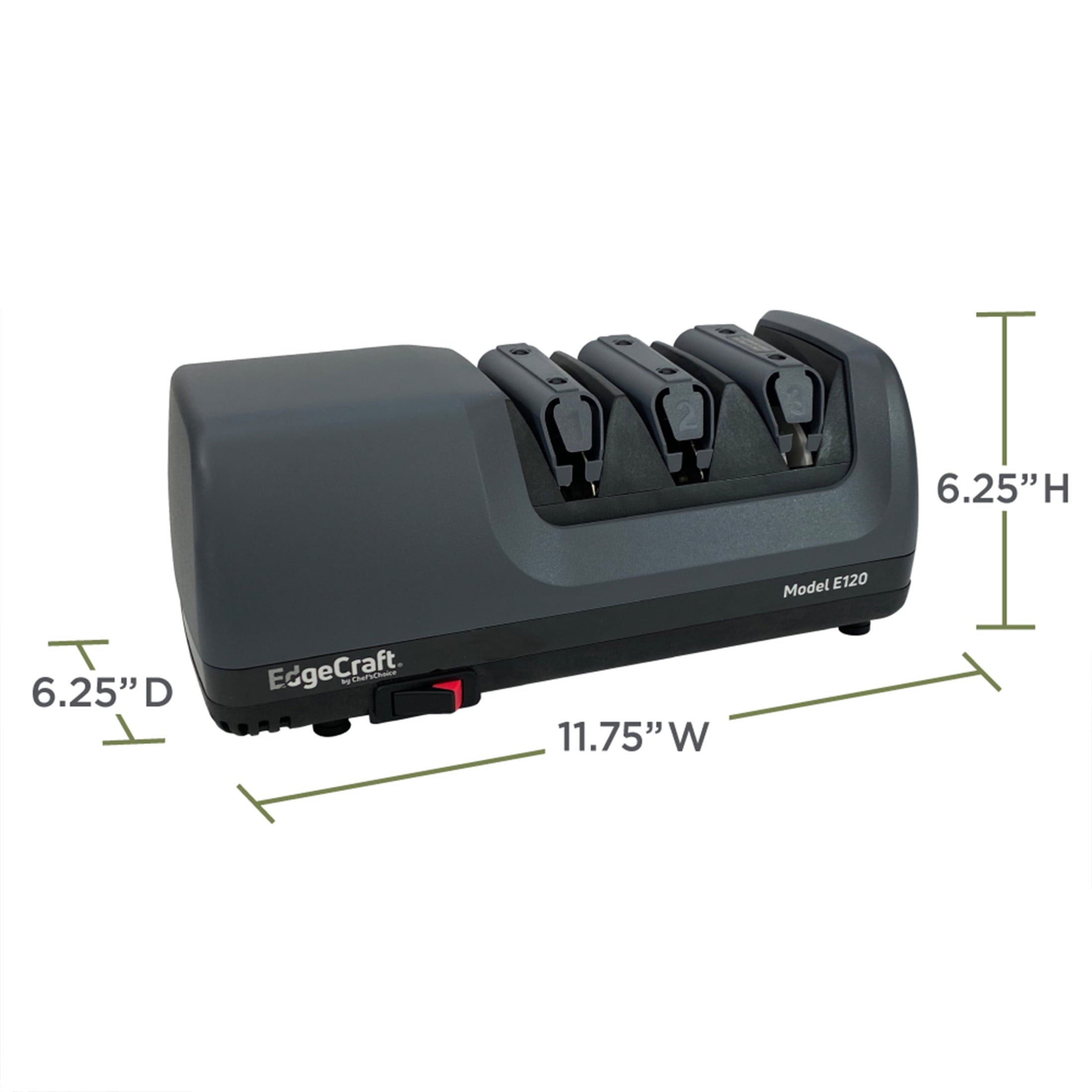 EdgeCraft Model E120 Professional Electric Knife Sharpener, 3-stage 20-degree Trizor, In Gray