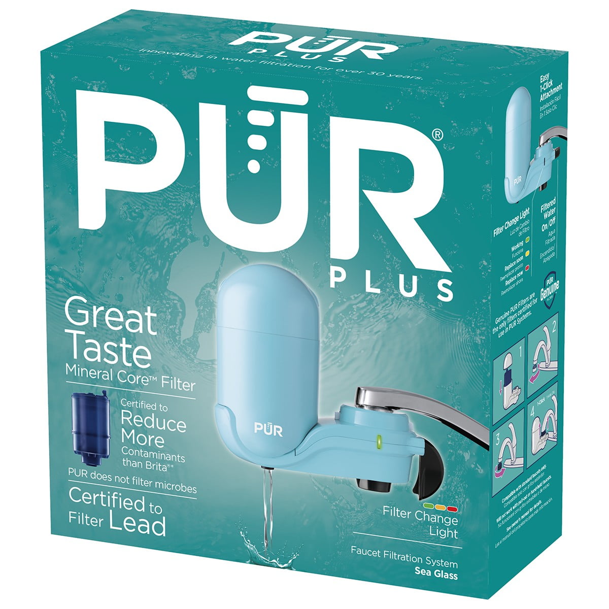 PUR Plus Faucet Mount Water Filtration System, FM2700G, Sea Glass