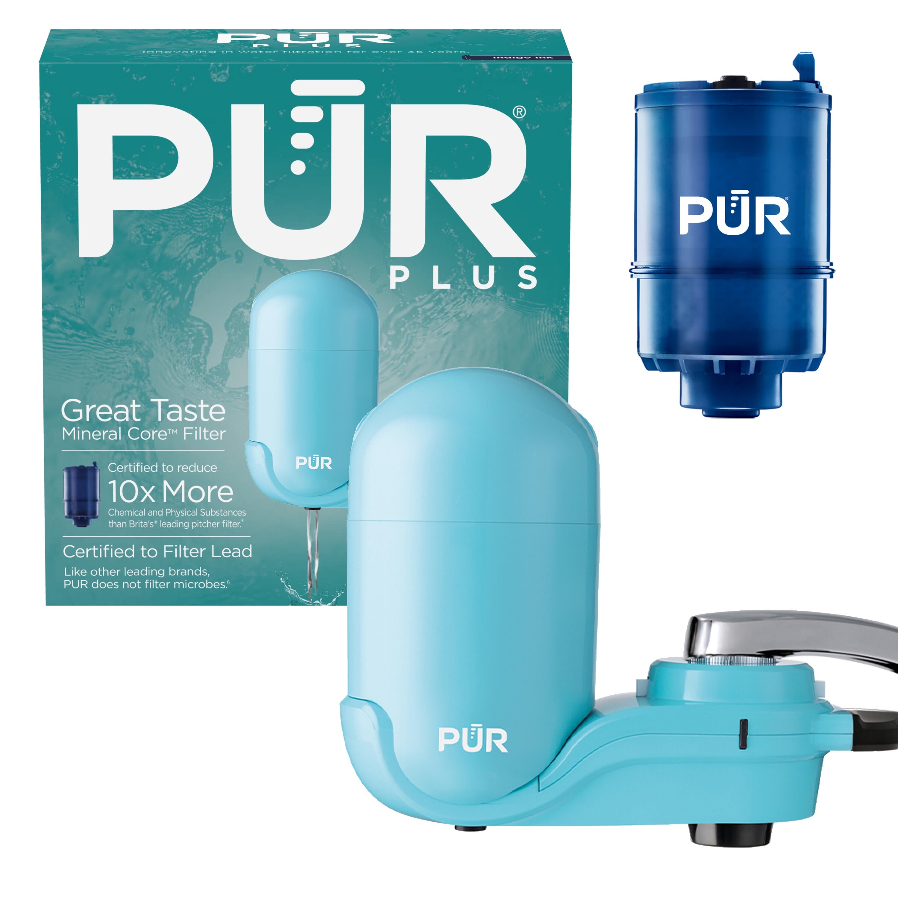 PUR Plus Faucet Mount Water Filtration System, FM2700G, Sea Glass