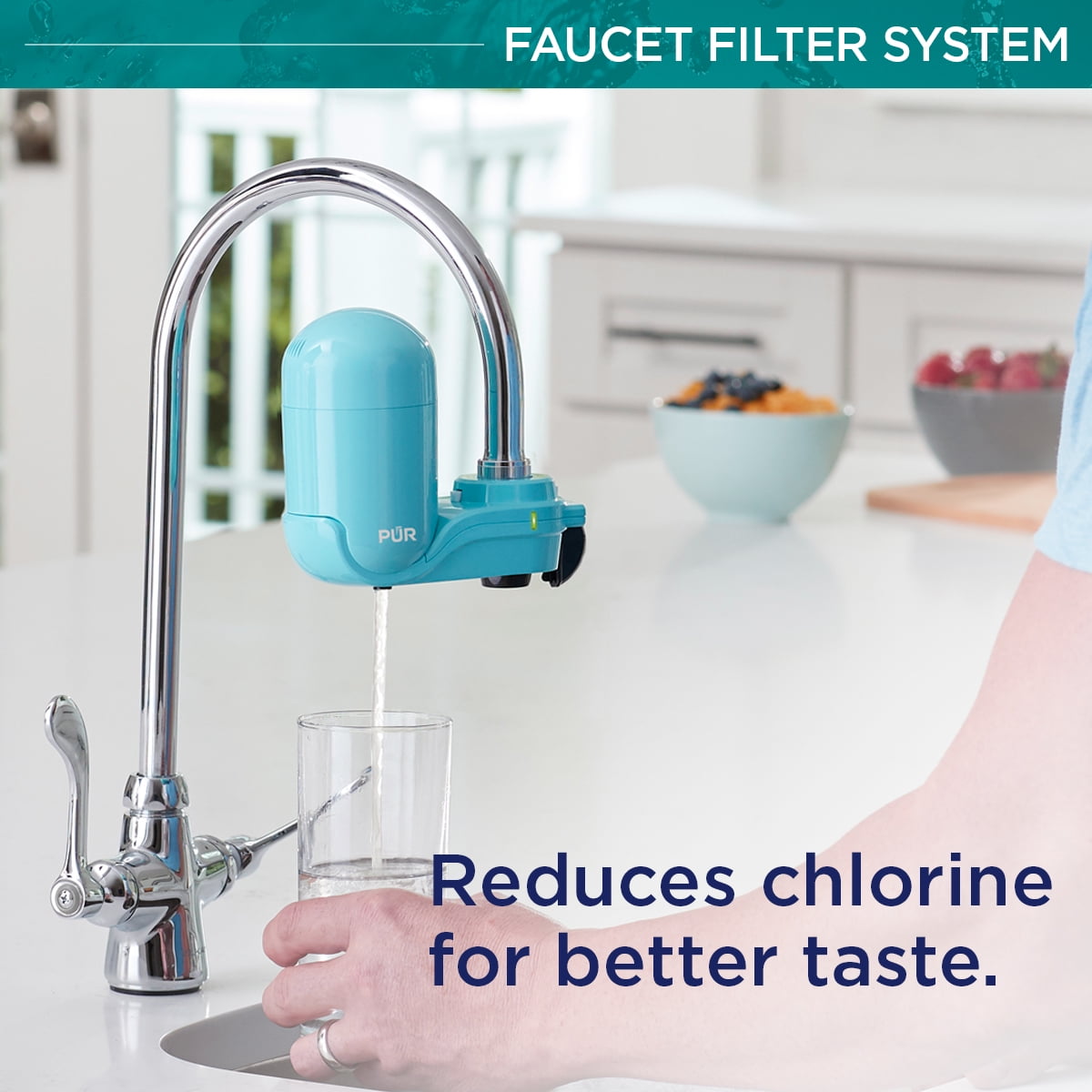 PUR Plus Faucet Mount Water Filtration System, FM2700G, Sea Glass