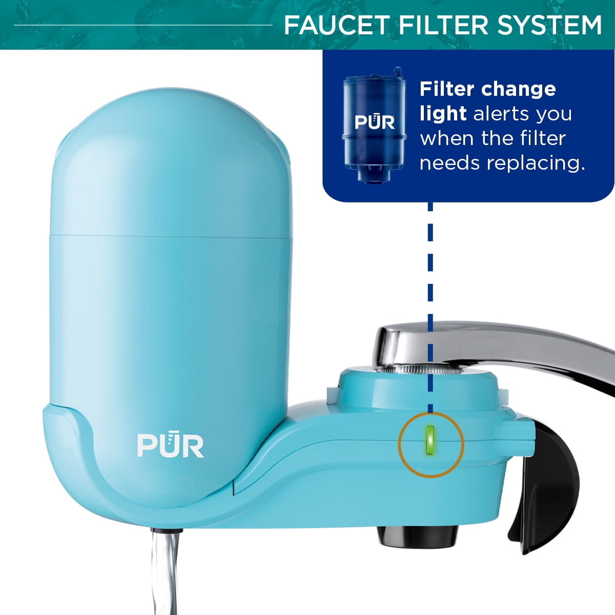 PUR Plus Faucet Mount Water Filtration System, FM2700G, Sea Glass