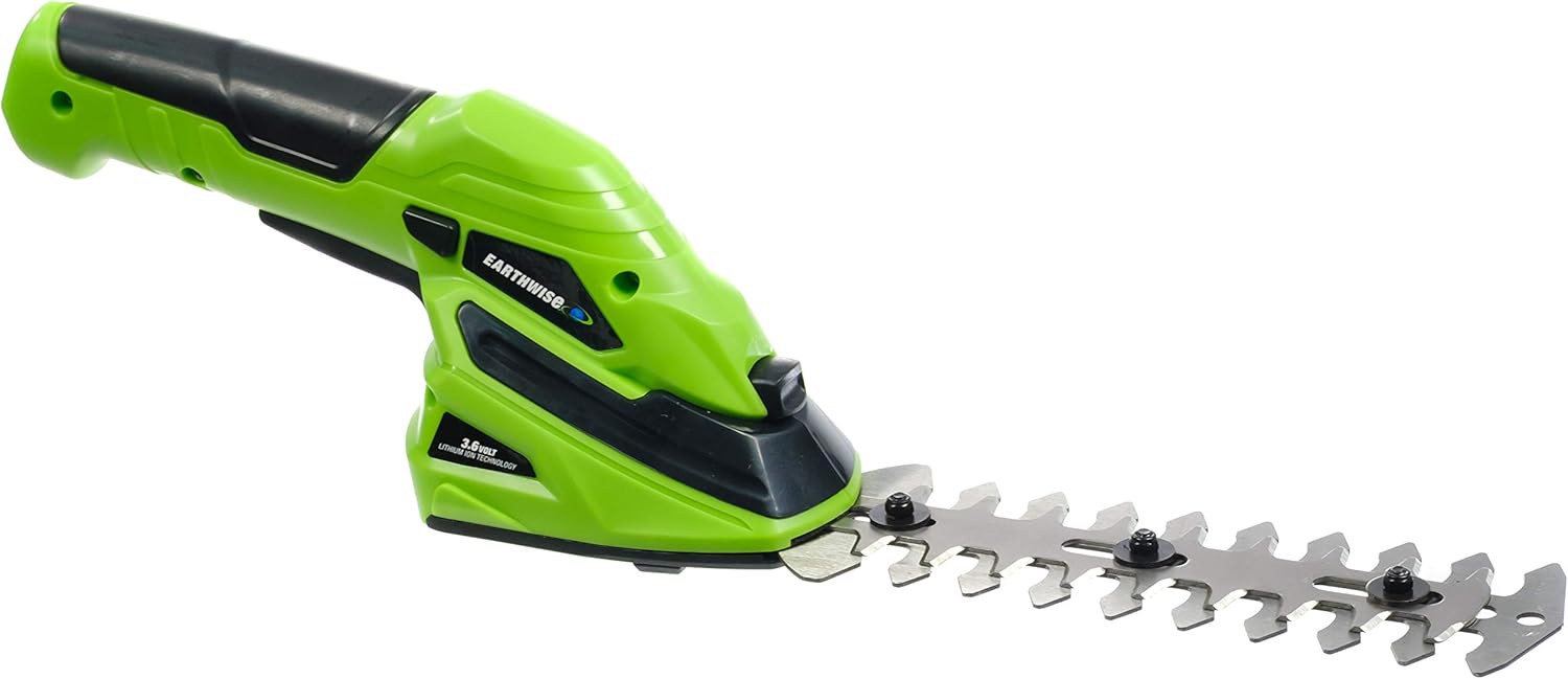 Earthwise Cordless Rechargeable 2-in-1 Shrub Shear and Hedge Trimmer Combo