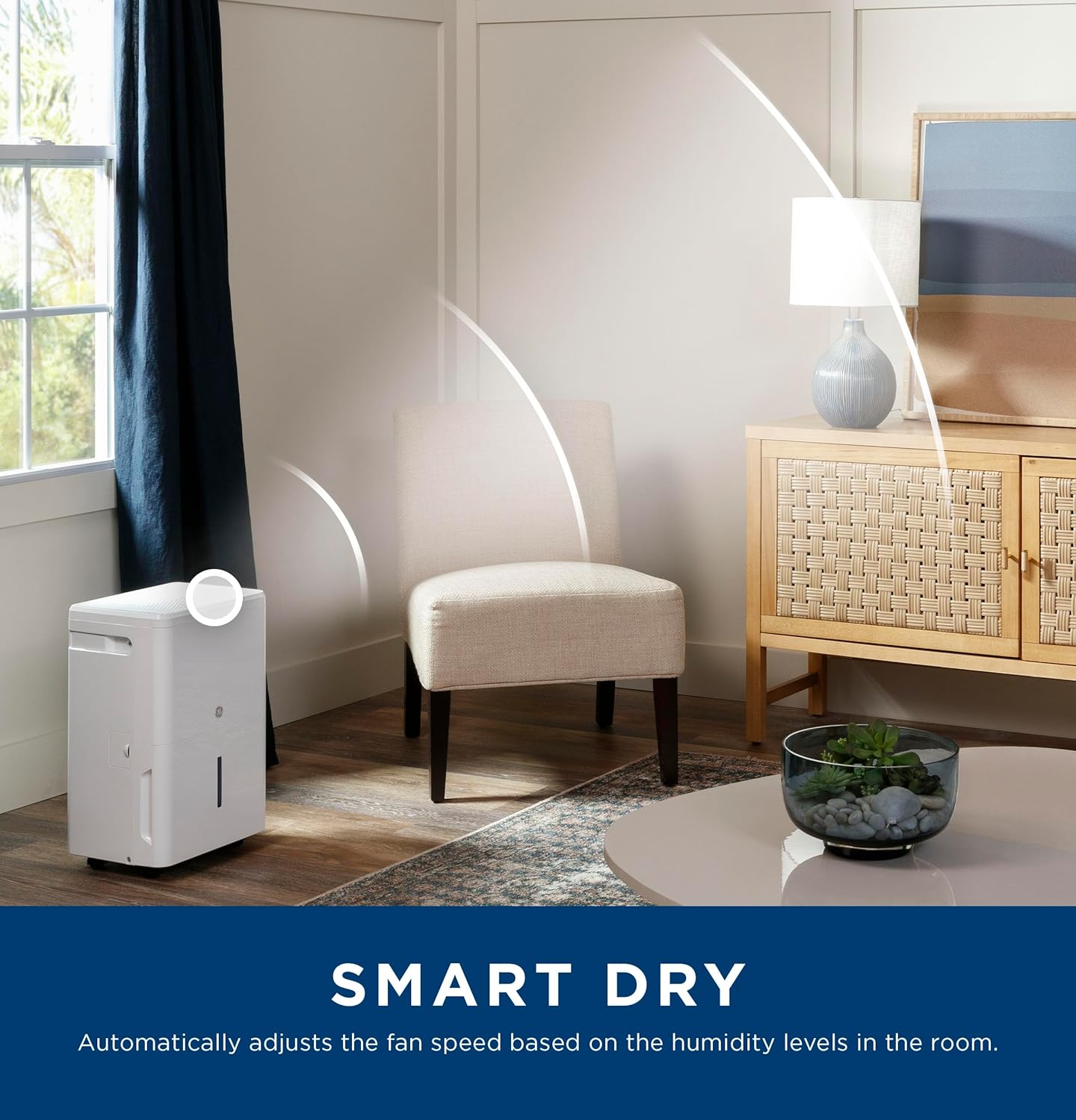 GE 50 Pint ENERGY STAR Portable Dehumidifier with Smart Dry for Wet Spaces, Gray (Refurbished)