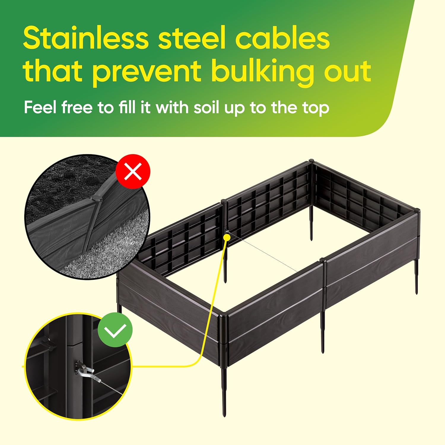 Raised Garden Bed Made of 100% Recycled Plastic Panels | Garden Boxes with Legs or Without | Holding 4 cu ft of Soil |by D.F. Omer Raised Garden Bed - 6 Panels