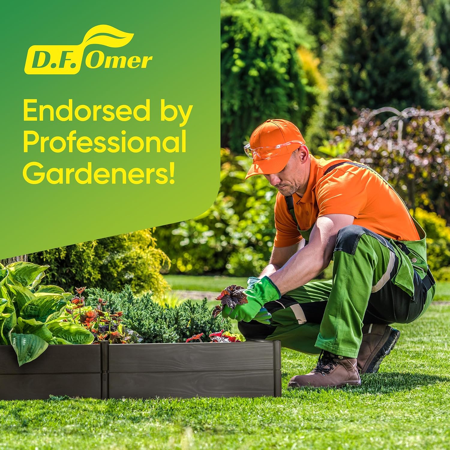 Raised Garden Bed Made of 100% Recycled Plastic Panels | Garden Boxes with Legs or Without | Holding 4 cu ft of Soil |by D.F. Omer Raised Garden Bed - 6 Panels