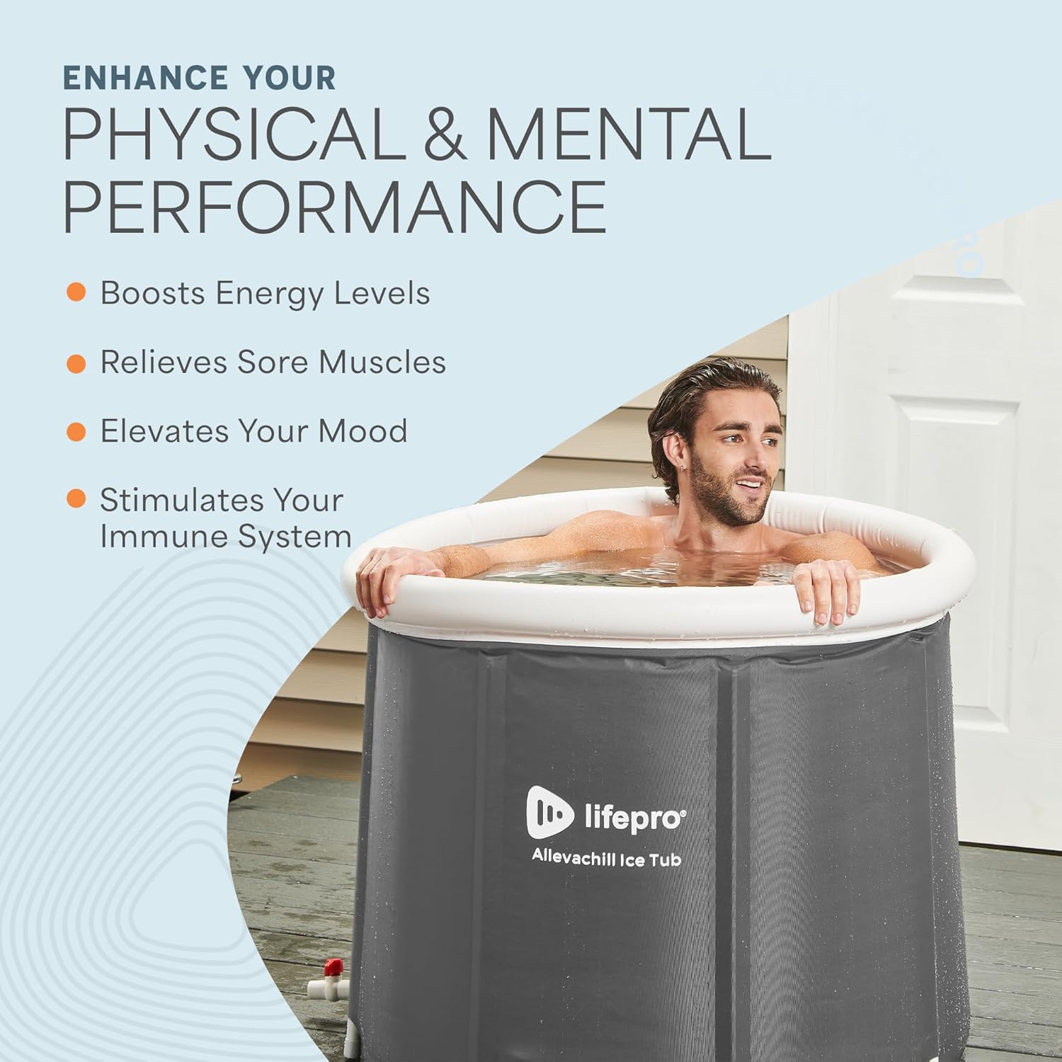 Lifepro Portable Ice Bath Tub with Cover and Storage Bag - Home & Travel Ice Bath Tub for Athletes and Adults, Durable Cold Plunge Tub for Home Therapy Sessions, Outdoor Ice Bath Cold Water Plunge Tub, Gray