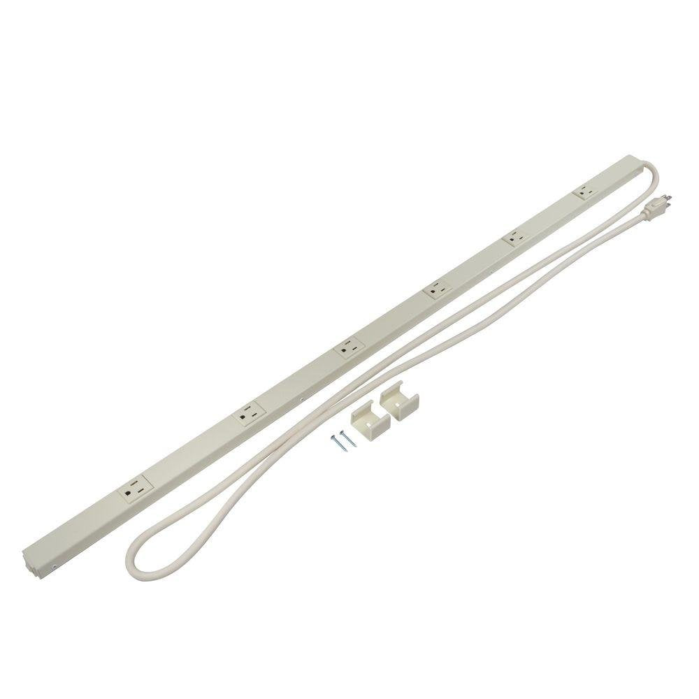 Wiremold Plugmold 40 in. 6-Outlet Electric Power Strip with Circuit Breaker, Ivory, 6 ft. Cord
