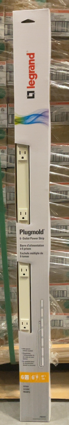 Wiremold Plugmold 40 in. 6-Outlet Electric Power Strip with Circuit Breaker, Ivory, 6 ft. Cord