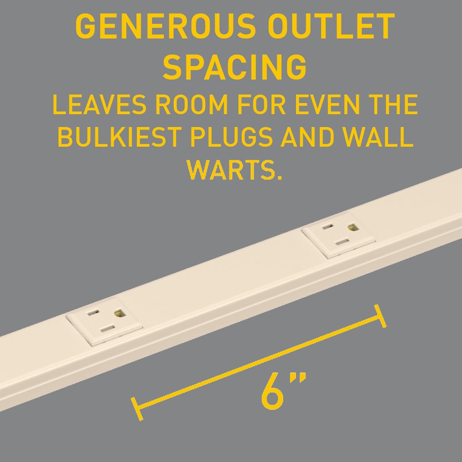 Wiremold Plugmold 40 in. 6-Outlet Electric Power Strip with Circuit Breaker, Ivory, 6 ft. Cord