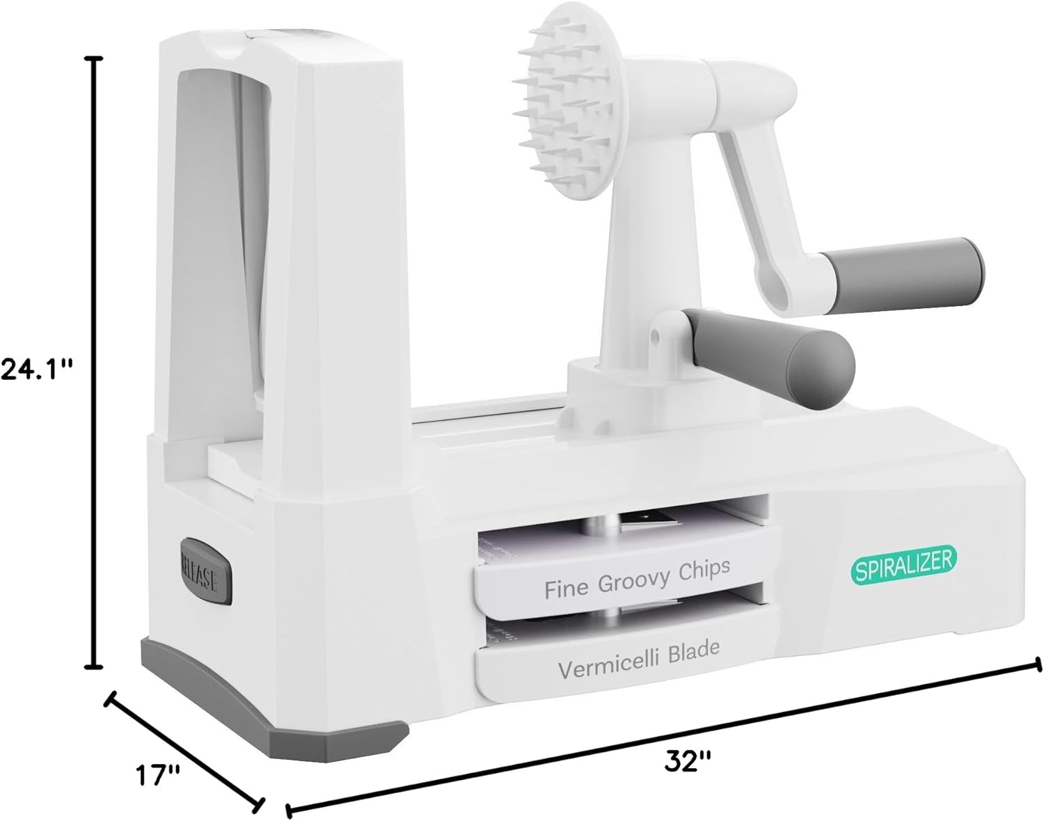 Spiralizer 7-Blade Vegetable Slicer, Strongest-and-Heaviest Spiral Slicer, Best Veggie Pasta Spaghetti Maker for Keto/Paleo/Non-Gluten, Comes with 4 Recipe Ebooks White - 7 Blade